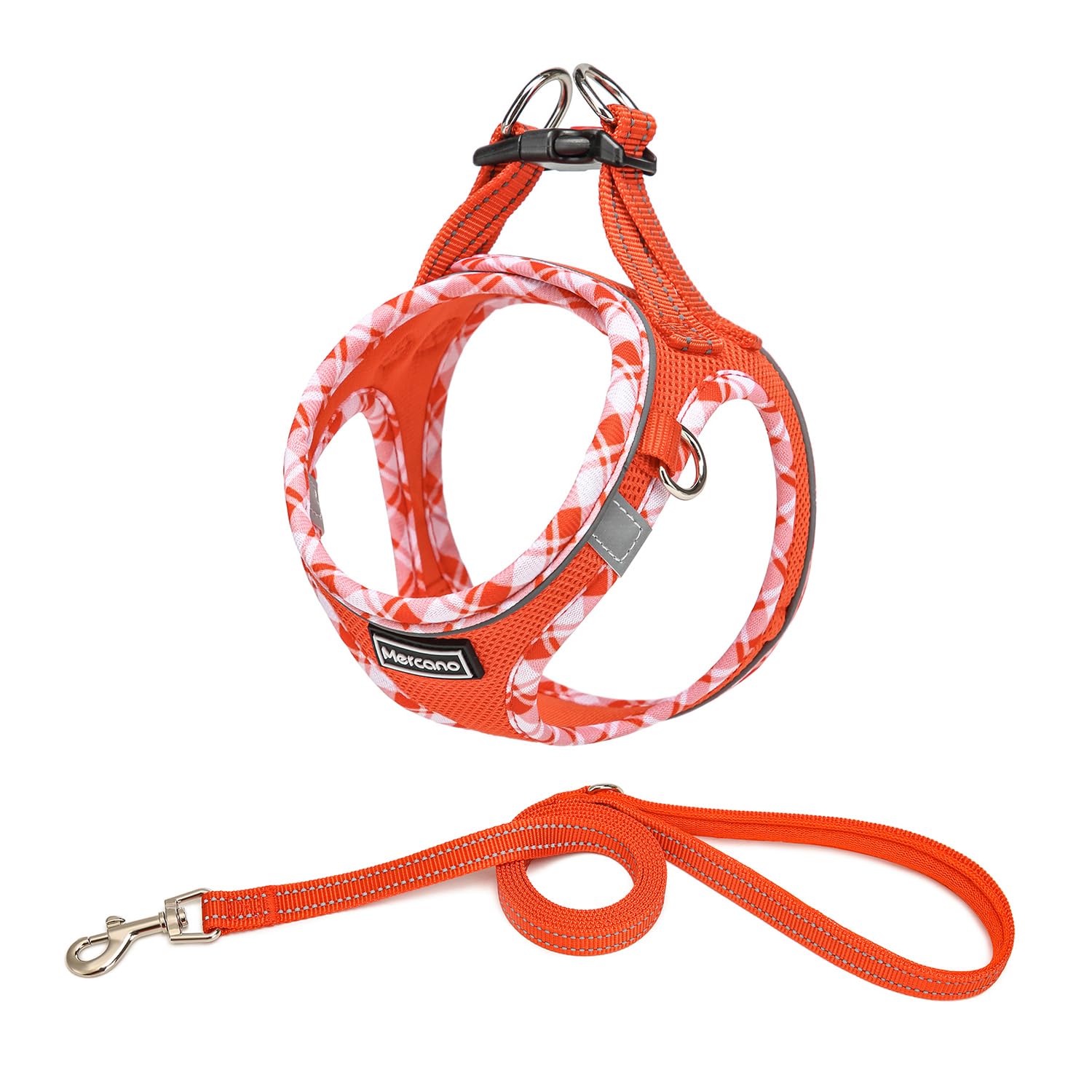Mercano Soft Mesh Dog Harness and Leash Set, No-Chock Step-in Reflective Breathable Lightweight Easy Walk Vest Harnesses with Safety Buckle for Small
