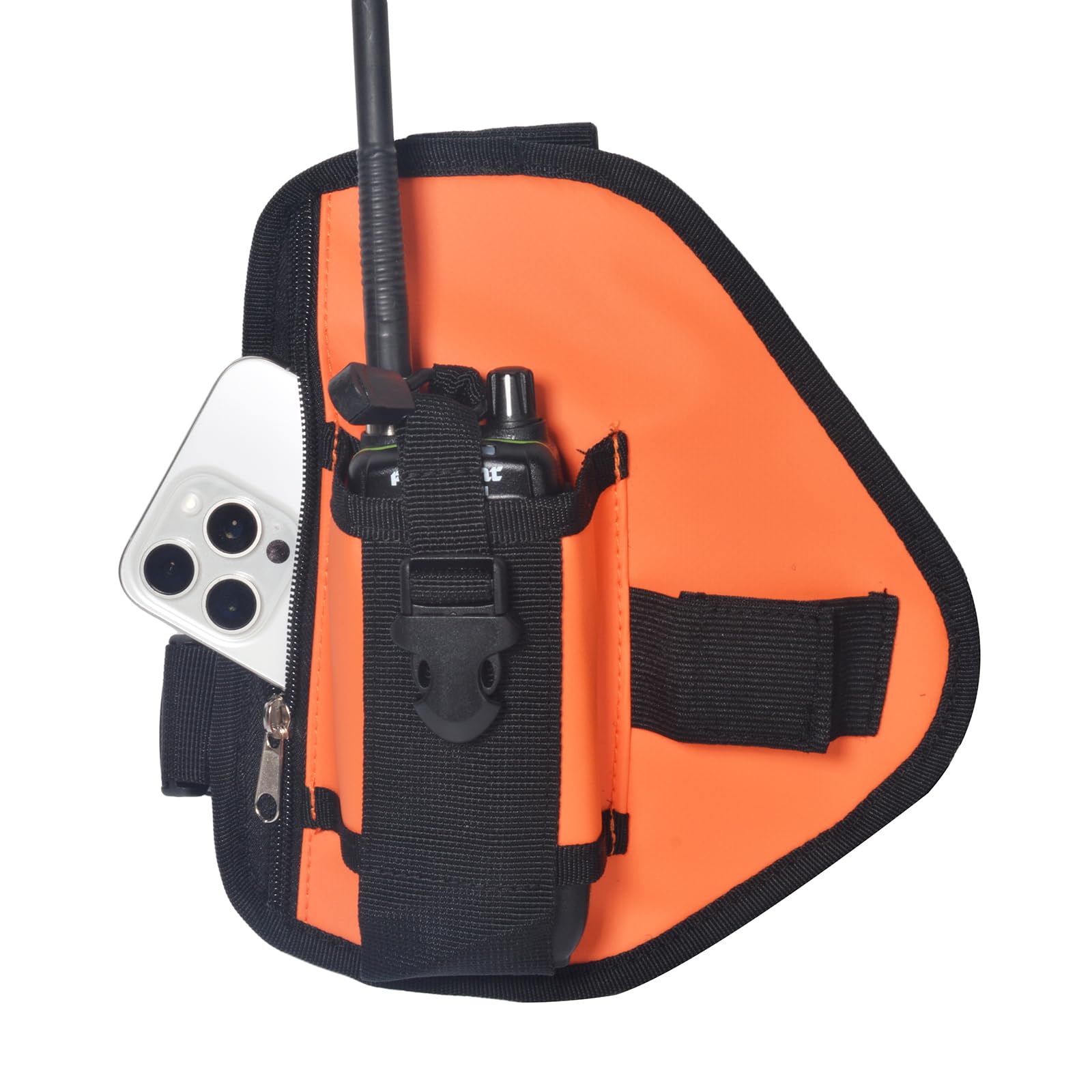 UAYESOK Pettorina per walkie talkie, tasca porta radio, universale, portatile, con cinturino in nylon regolabile, per radio bidirezionale Motorola Baofeng Icom Midland President, Arancione, Modernità