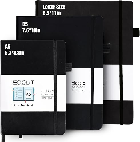 Miniatura 2 de EOOUT Diario de cuero, cuaderno de tapa dura, 3 piezas, juego de cuadernos, tamaño carta A5 B5, 80 hojas, 100 GSM, diarios para escribir, cuaderno