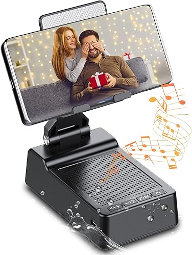 Soporte plegable para teléfono con altavoz Bluetooth inalámbrico y base antideslizante, regalos de cumpleaños para hombresmujeres, accesorios para