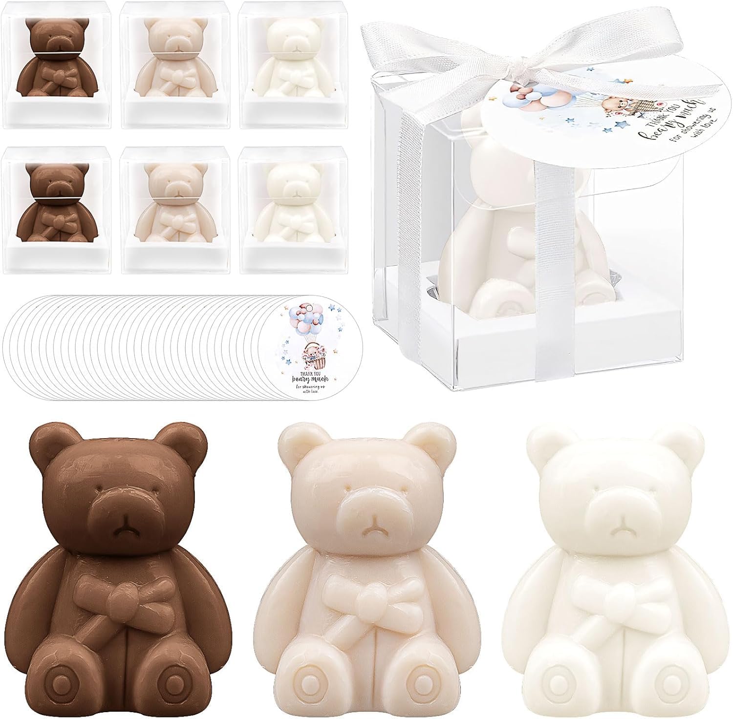 36 Pack Bear Soap Favors Baby Shower, Scented Soaps Bulk