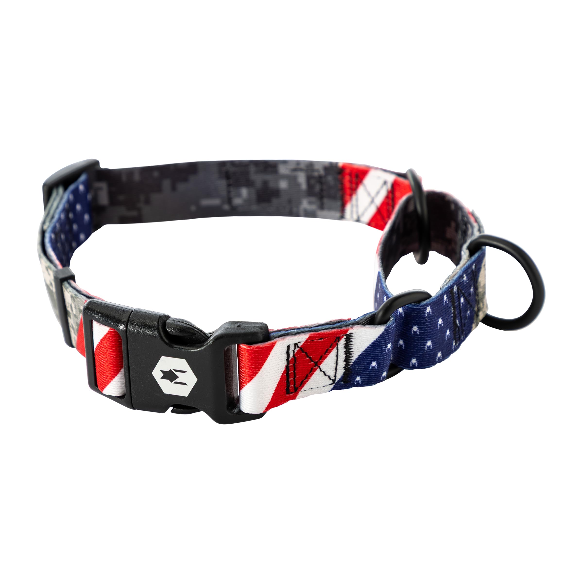 Wolfgang Heavy Duty Martingale Dog Collar with Quick Release Nylon Buckle for Walking & Training, DigitalDog Print, Medium