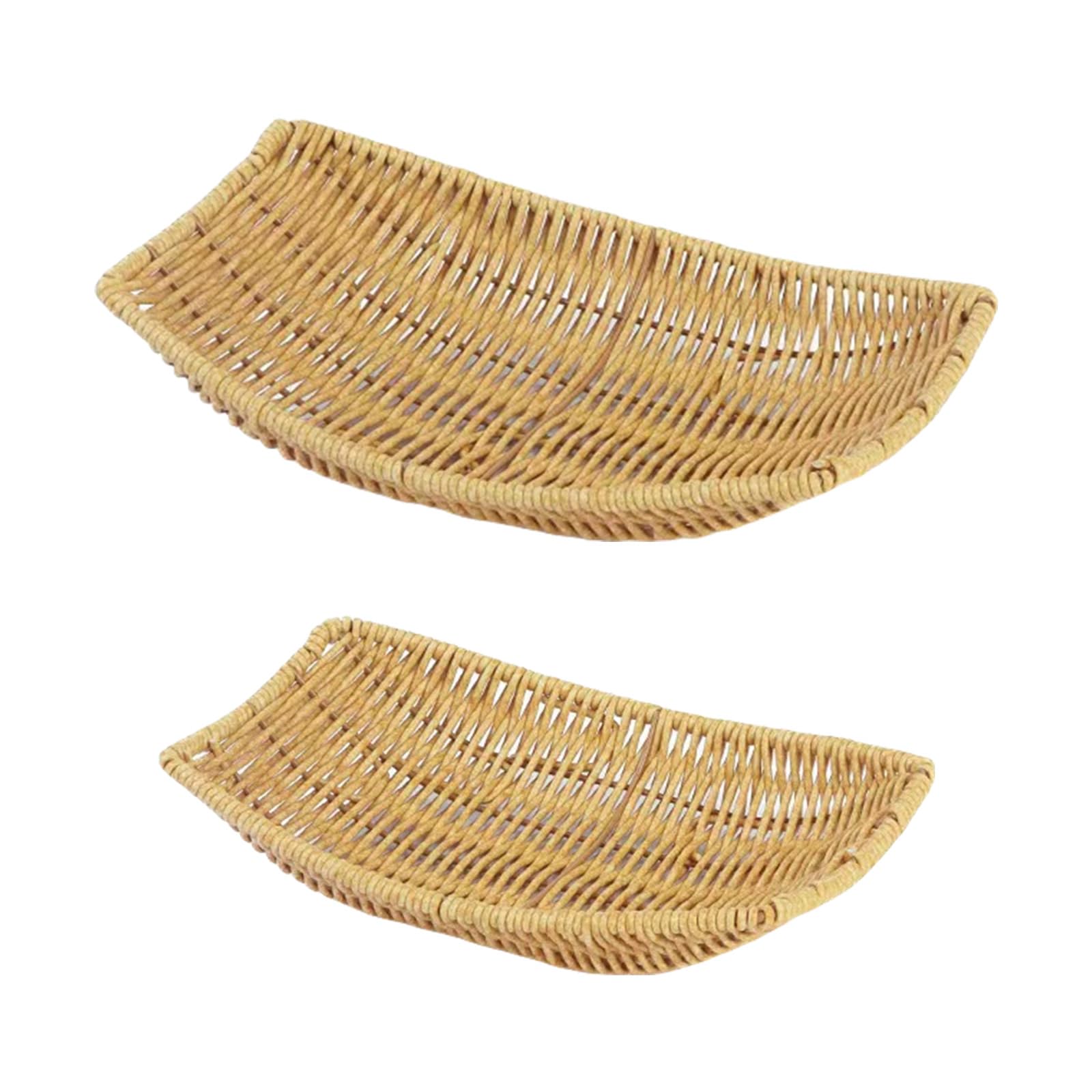 2pcs Imitation Rattan Fruit Serving Basket Ship Shaped Snacks Container for Home Food Holders Woven Platters Picnics Serving Tray