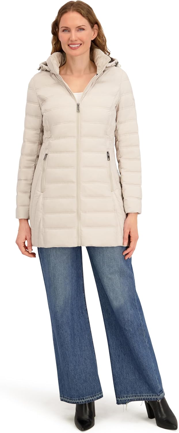 Nautica Women's Stretch Puffer Jacket- Faux Fur Lined Hood Wind & Water-resistant Winter Coat - Image 2