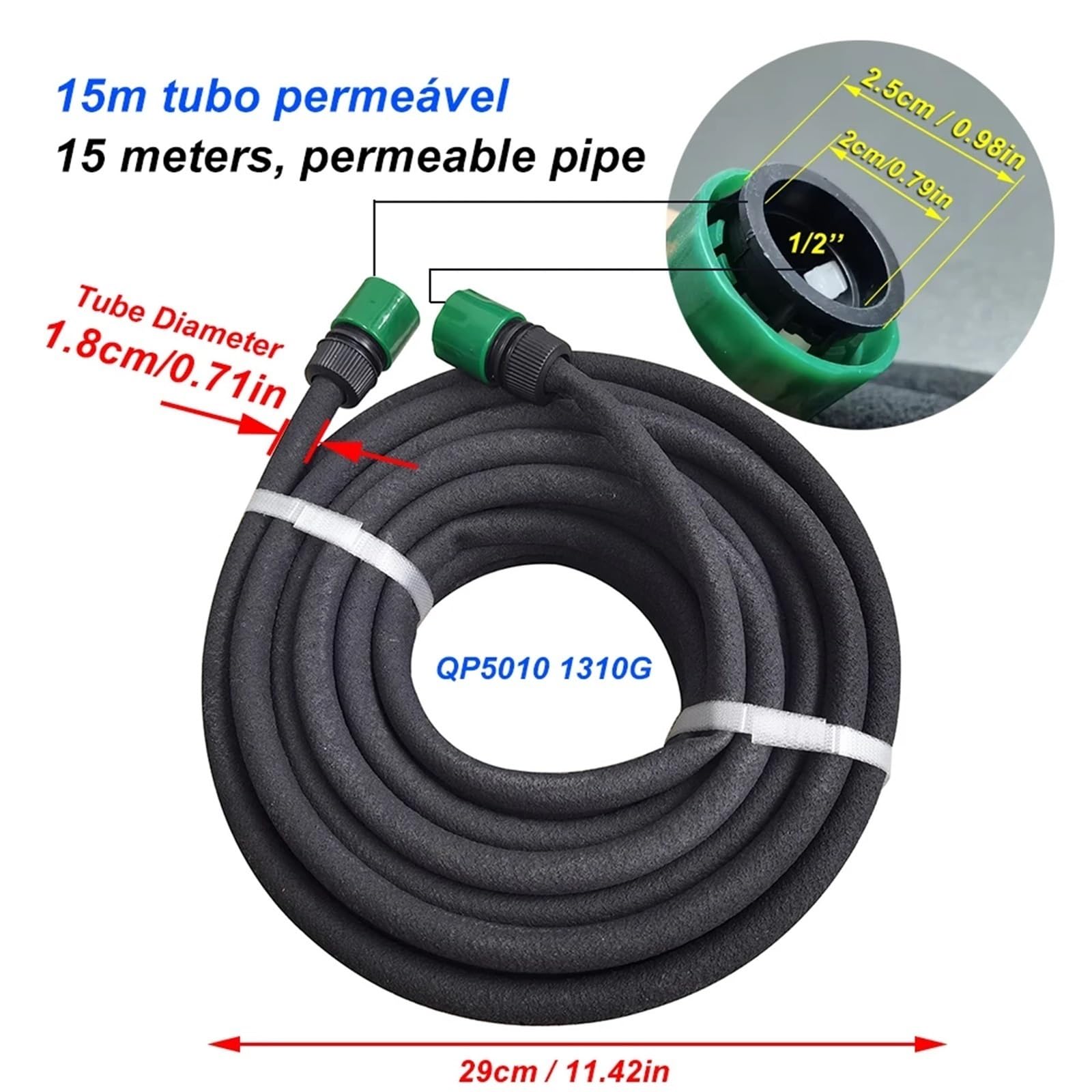 Tubo for irrigazione a goccia da 15 m 50 piedi Tubo for infiltrazioni automatiche da 1/2 '' Tubo for irrigazione for irrigazione a goccia automatico a collegamento rapido