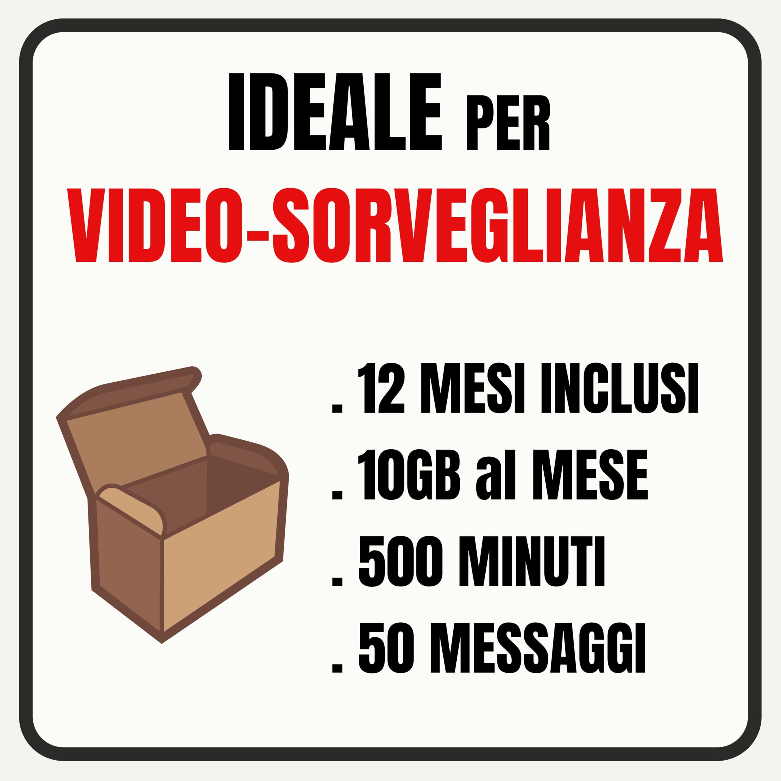 SIM Dati per Telecamere di Sicurezza – 10GB/Mese per 12 Mesi Inclusi – SIM Internet per Videosorveglianza 4G per Telecamera, Router, Modem e Antifurto