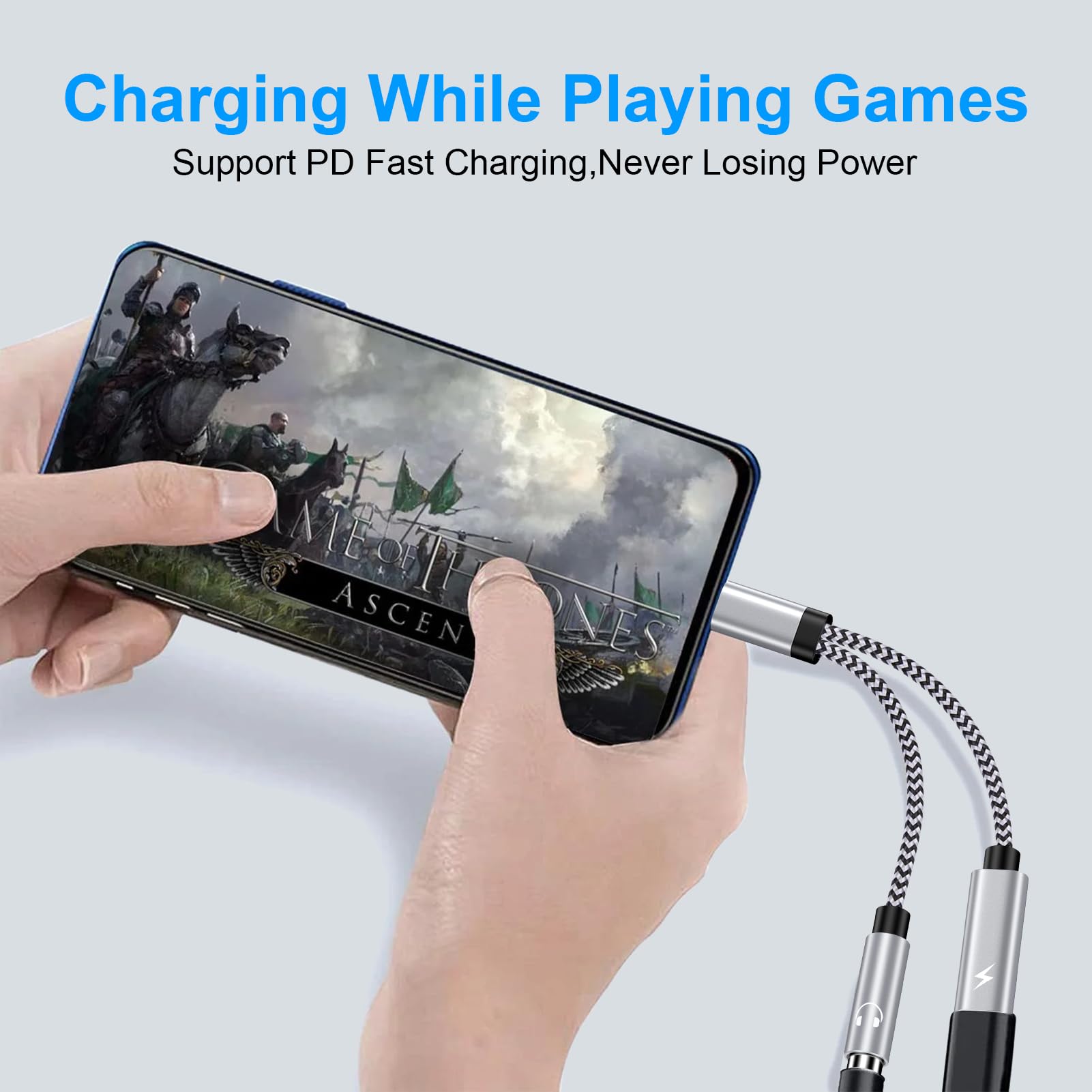 Adaptateur USB C Jack 3,5mm 2 en 1 pour iPhone 17 Pro Max Samsung Galaxy S26 S25 Xiaomi Google Pixel