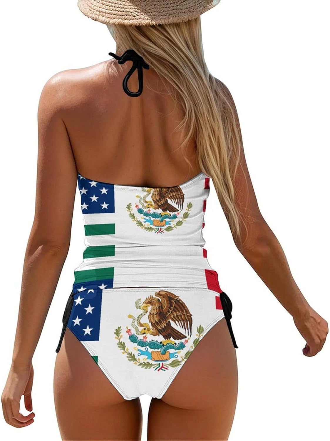 United States Mexico Friendship Flag Novelty Women's Swimwear Set 2 Pcs Tankini String Swimsuits Bathing Suits