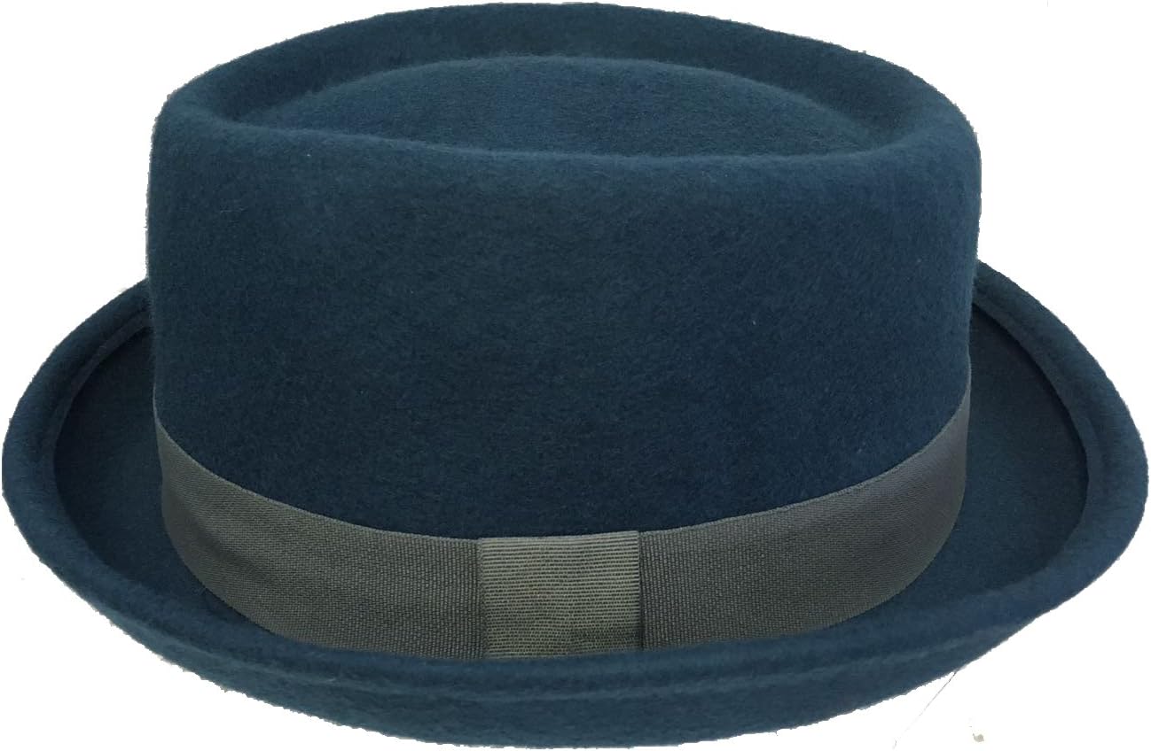 Macahel Hat Pork Pie Trilby 100% Wool Felt Unisex Band Brim Fedora Jazz