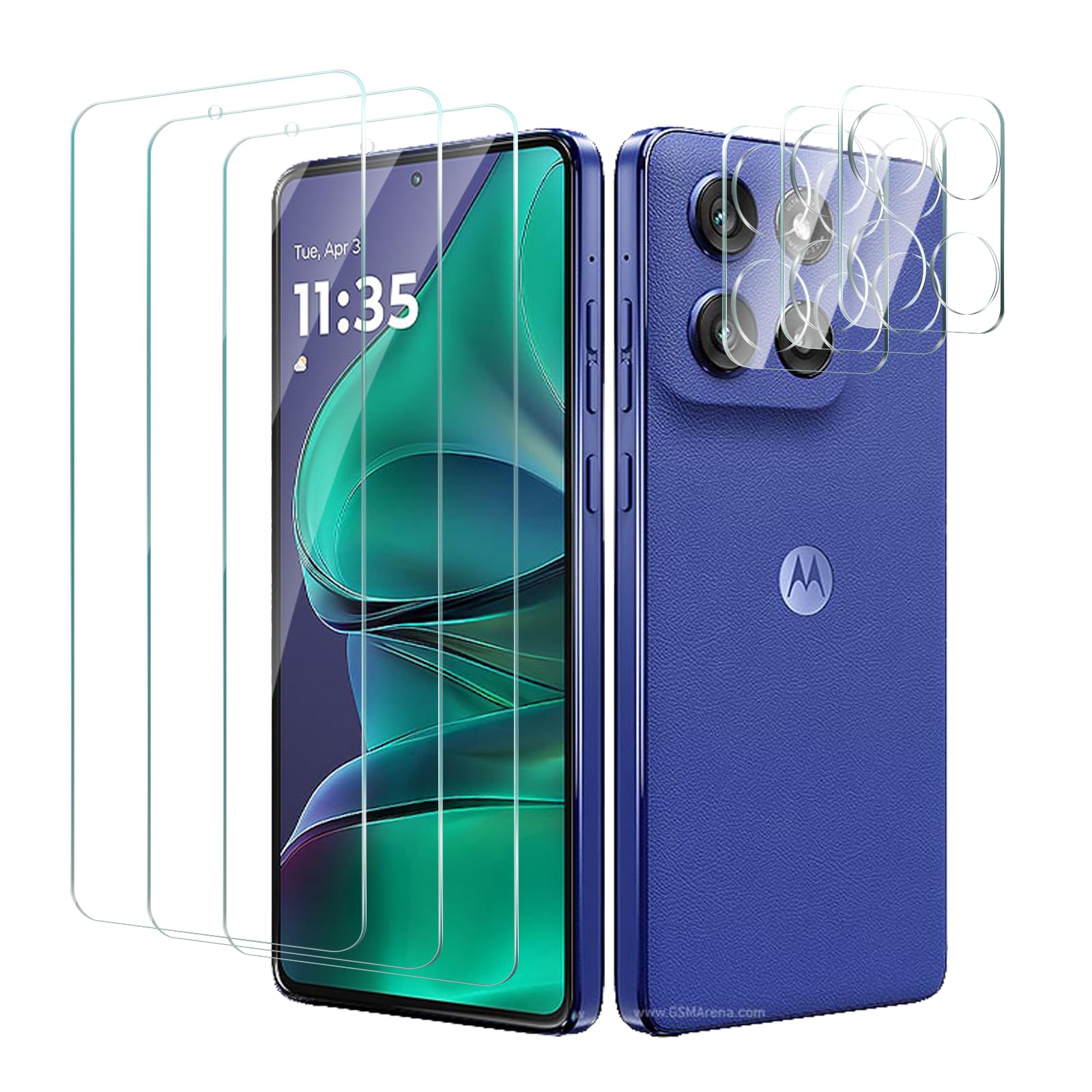 CYYAGE 3+3 Pack for Motorola Moto G Power 2025 Screen Protector Tempered Glass with Camera Lens Protector, Protection Film 9H Hardness, Scratch