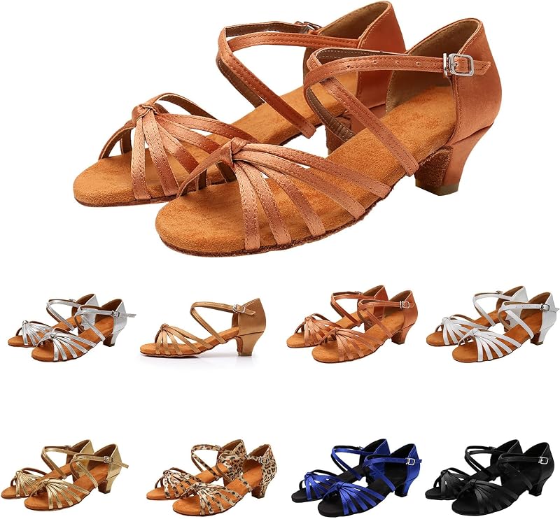 Latin American Dance Shoes Girls and Women Salsa Dance Shoes with Low Heel