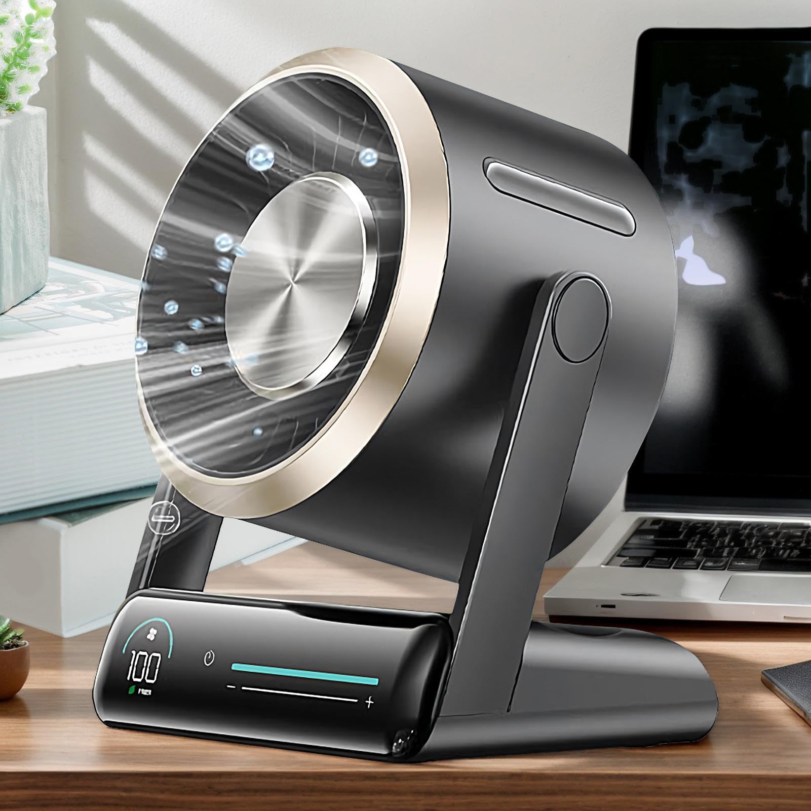 Ventilador de cama Pantalla Digital Portátil De 100 Velocidades | Ventilador Personal De Escritorio Pequeño Silencioso para Hogar, Cocina, Escuela, Dormitorio, Camping, Viajes, Verano, Playa