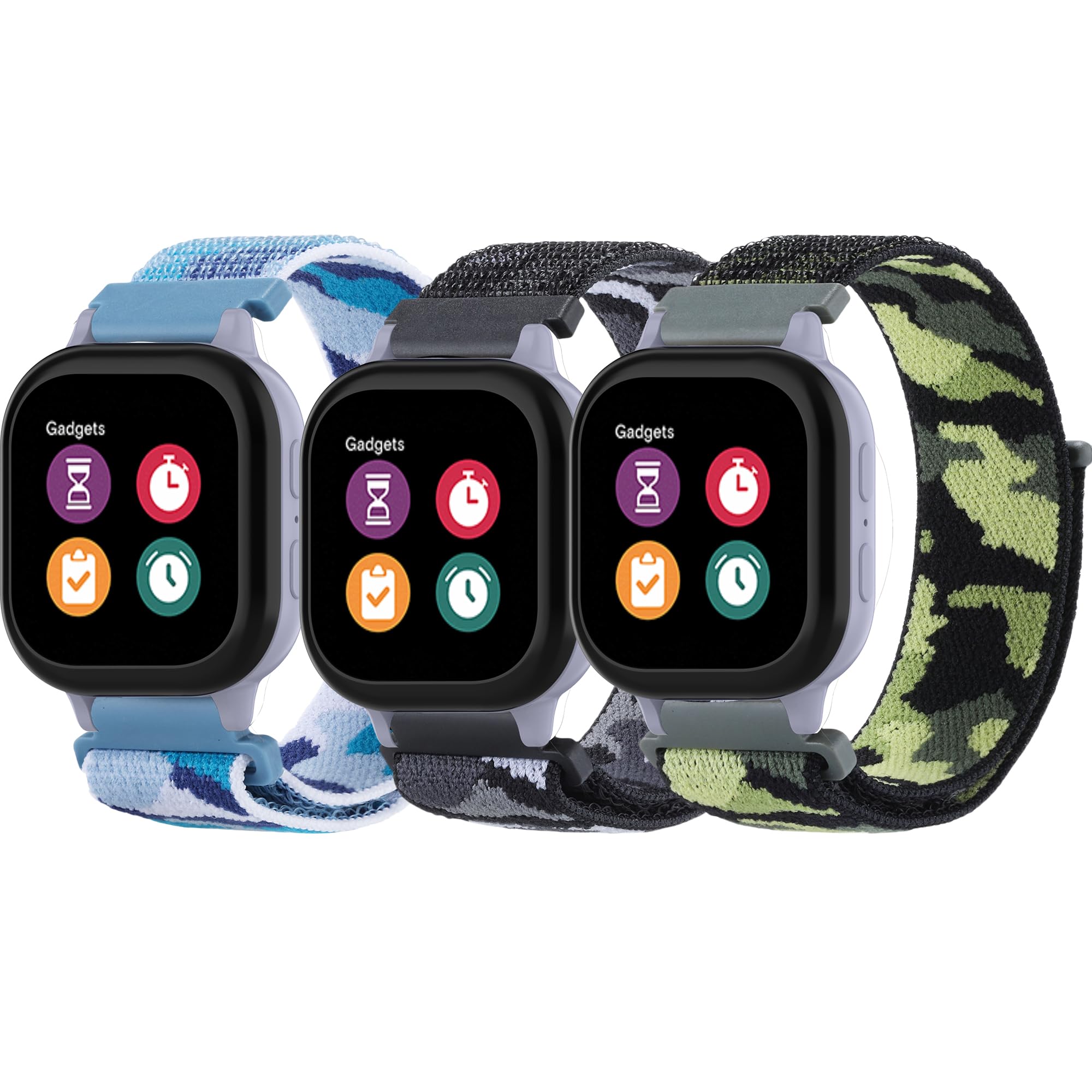 QHBAMD Watch Bands 3-Pack, Breathable Adjustable Nylon Straps Compatible for Gizmo Watch 3 2 1/Gabb Watch 3 2 1/SyncUP Watch Bands, Hook & Loop