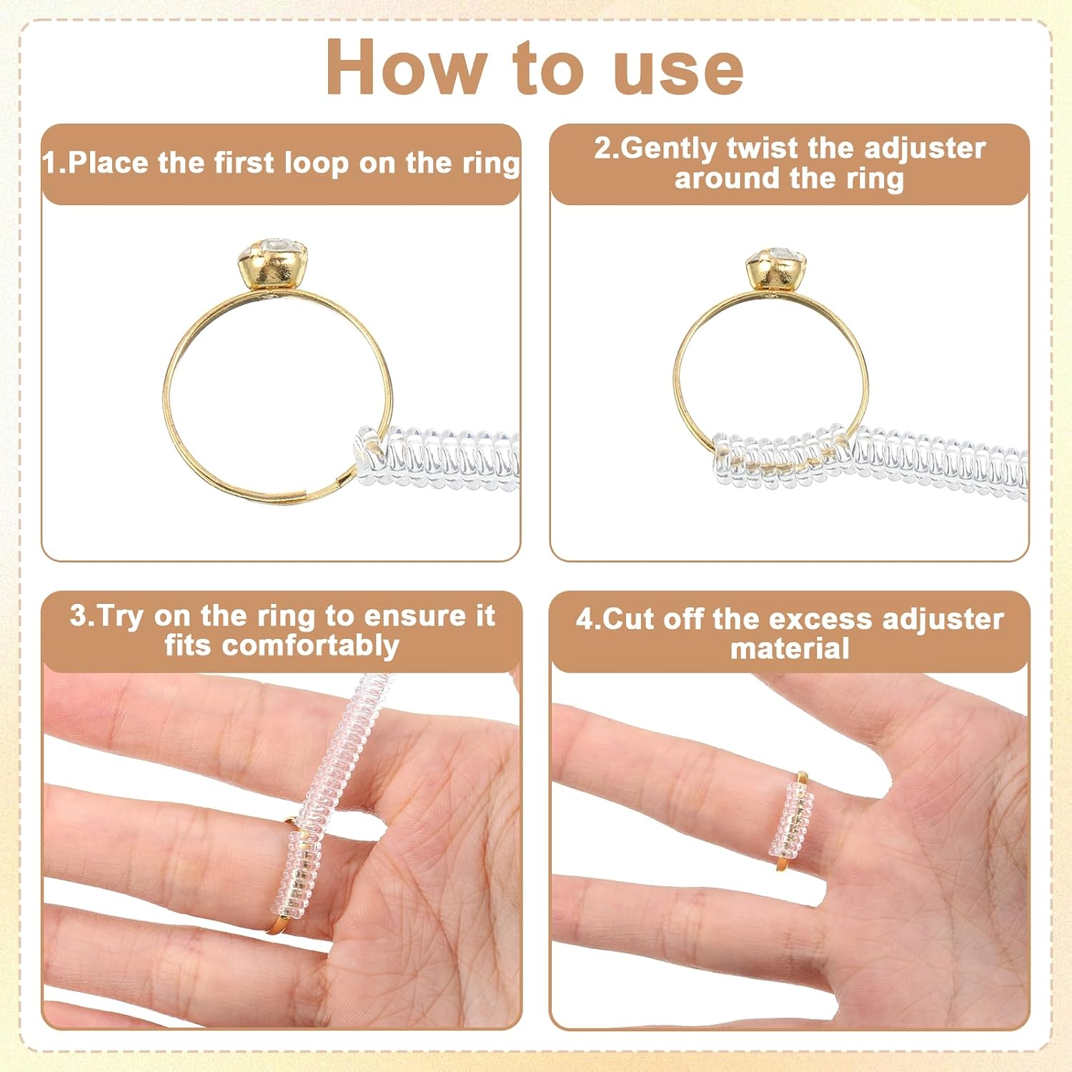Ring Sizers for Loose Rings, 15 Pcs Ring Guard Metal Silicone Rings Adjuster Reducer Spacer Tightener for Women’s and Men’s Loose-Rings (3 Sizes, White)