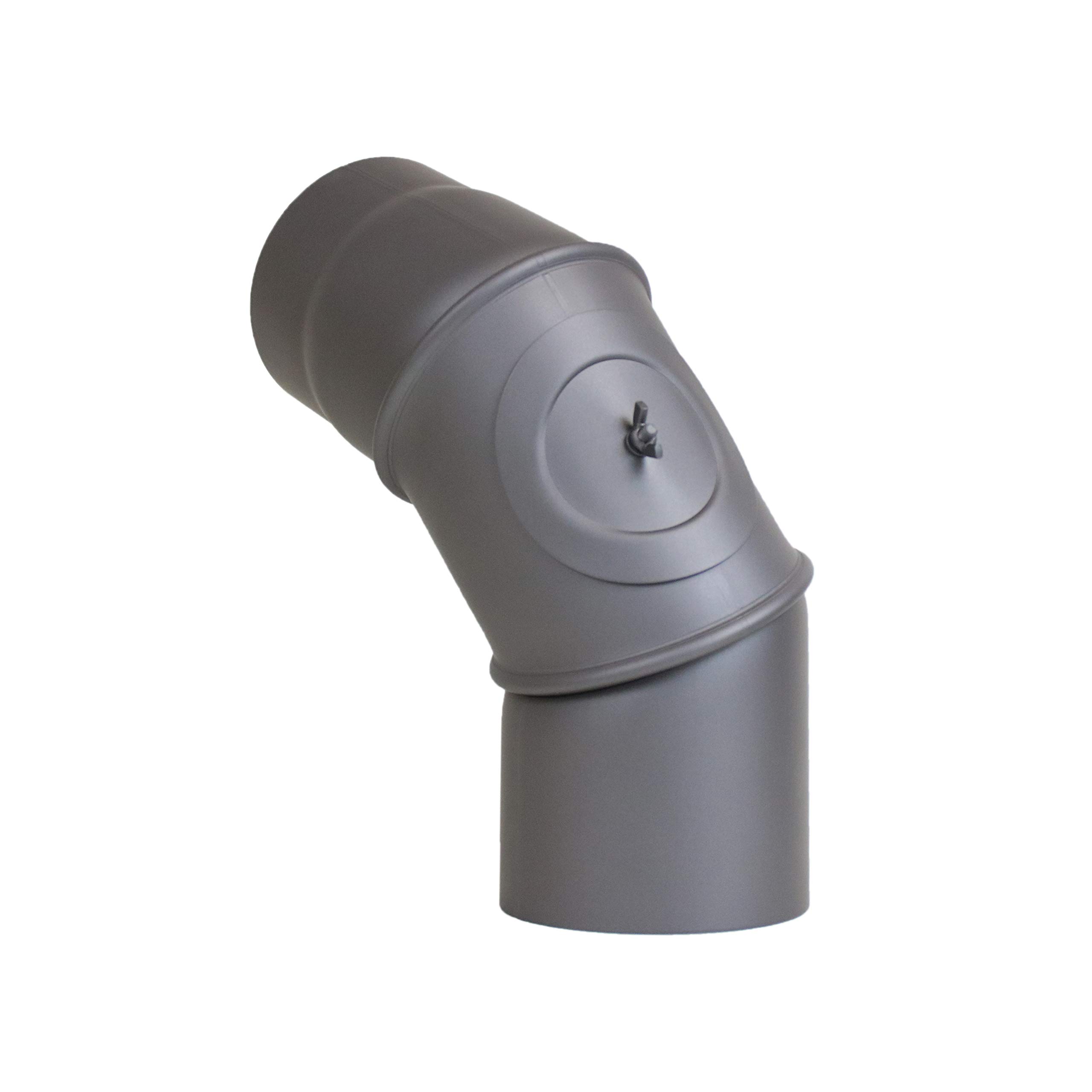 LANZZAS Fire Tubo Per Stufa Ad Arco Regolabile 0°-90° Con Porta – Diametro 200 Mm, Grigio Ghisa, Acciaio 2 Mm, Certificato CE - 2