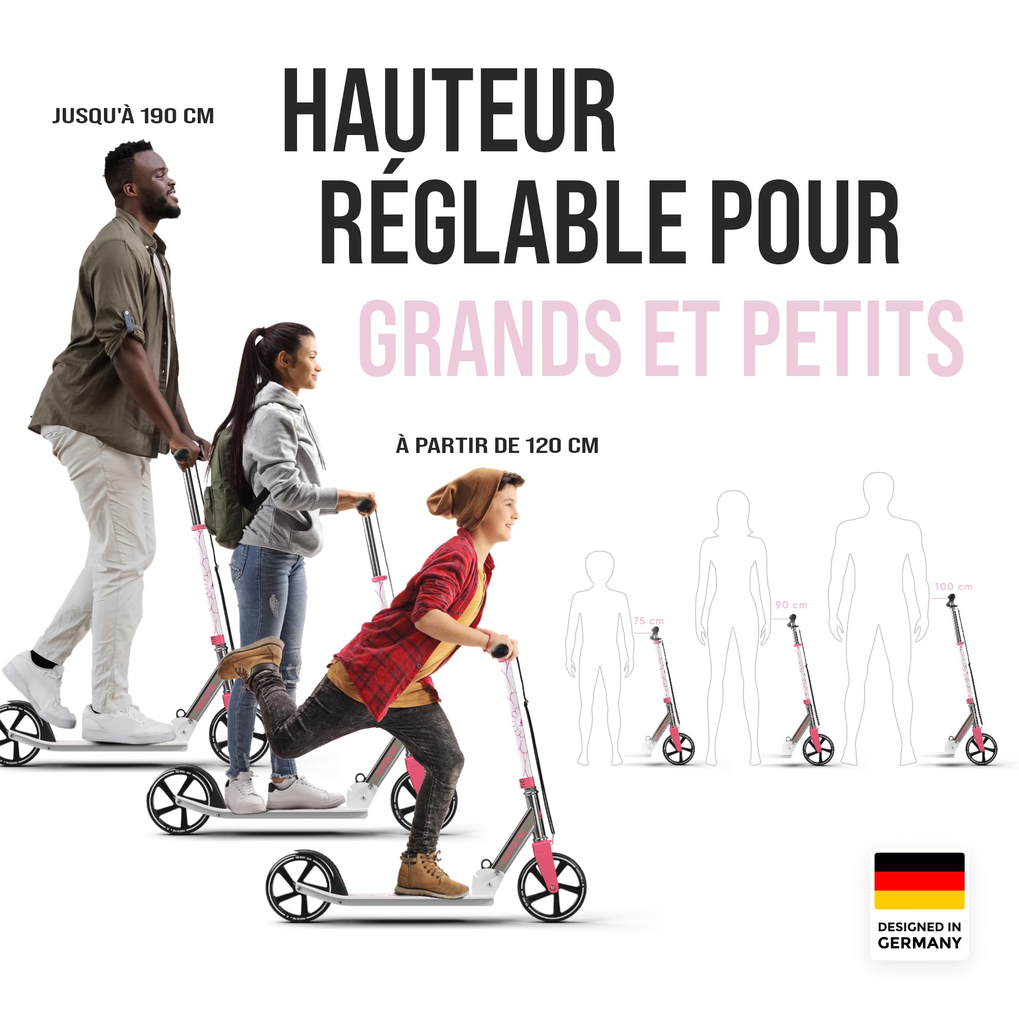 Apollo Trotinette aux Roues XXL - 200mm - Trotinette Freestyle de Ville Phantom Pro - City Scooter Pliable et à Hauteur Ajustable pour Adultes et Enfants