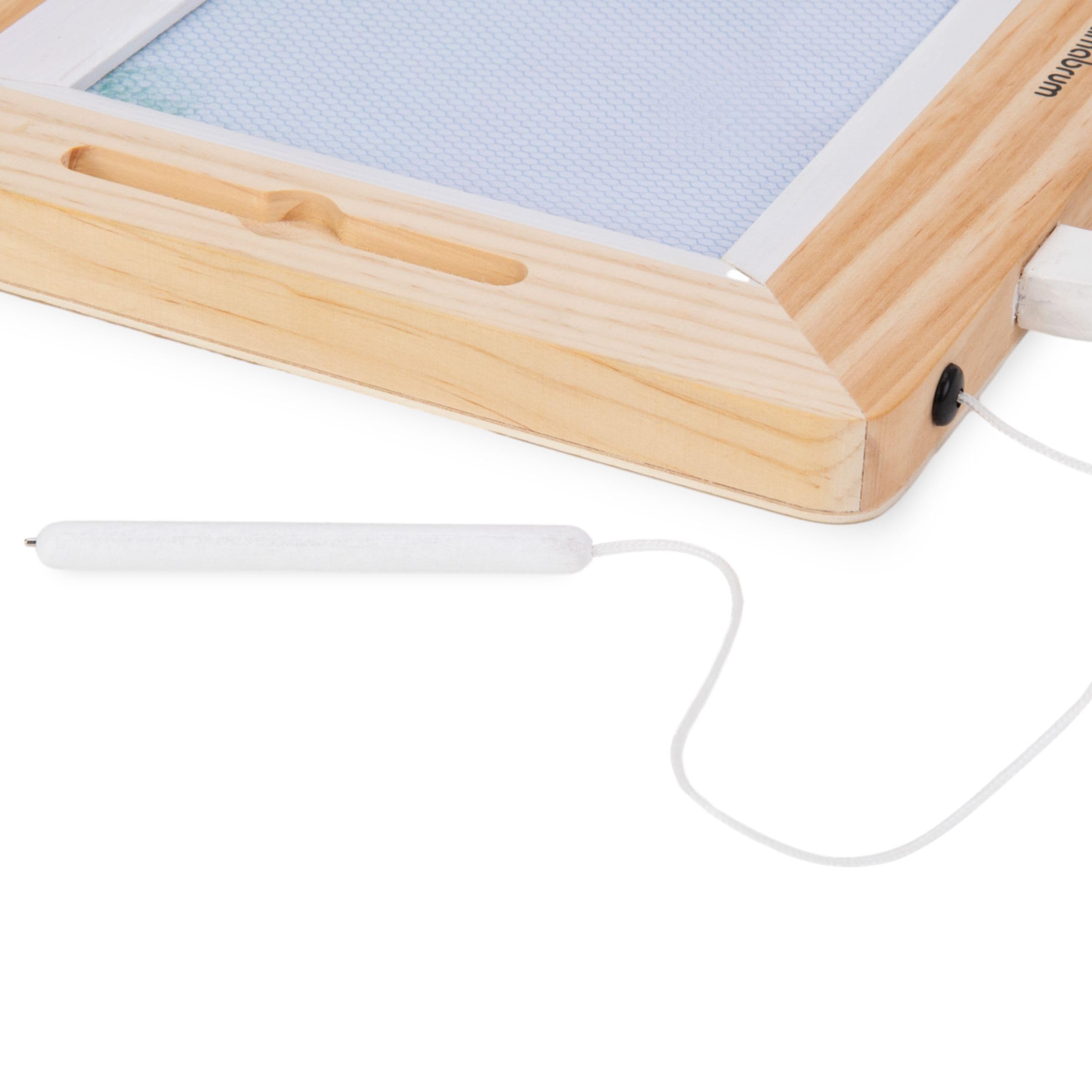 Mamabrum Lavagna per Bambini con Timbri in Legno - Giochi Bambini 3 Anni per Imparare a Scrivere e Disegnare - Tavolo Magnetico Educativo con Stilo di Sicurezza