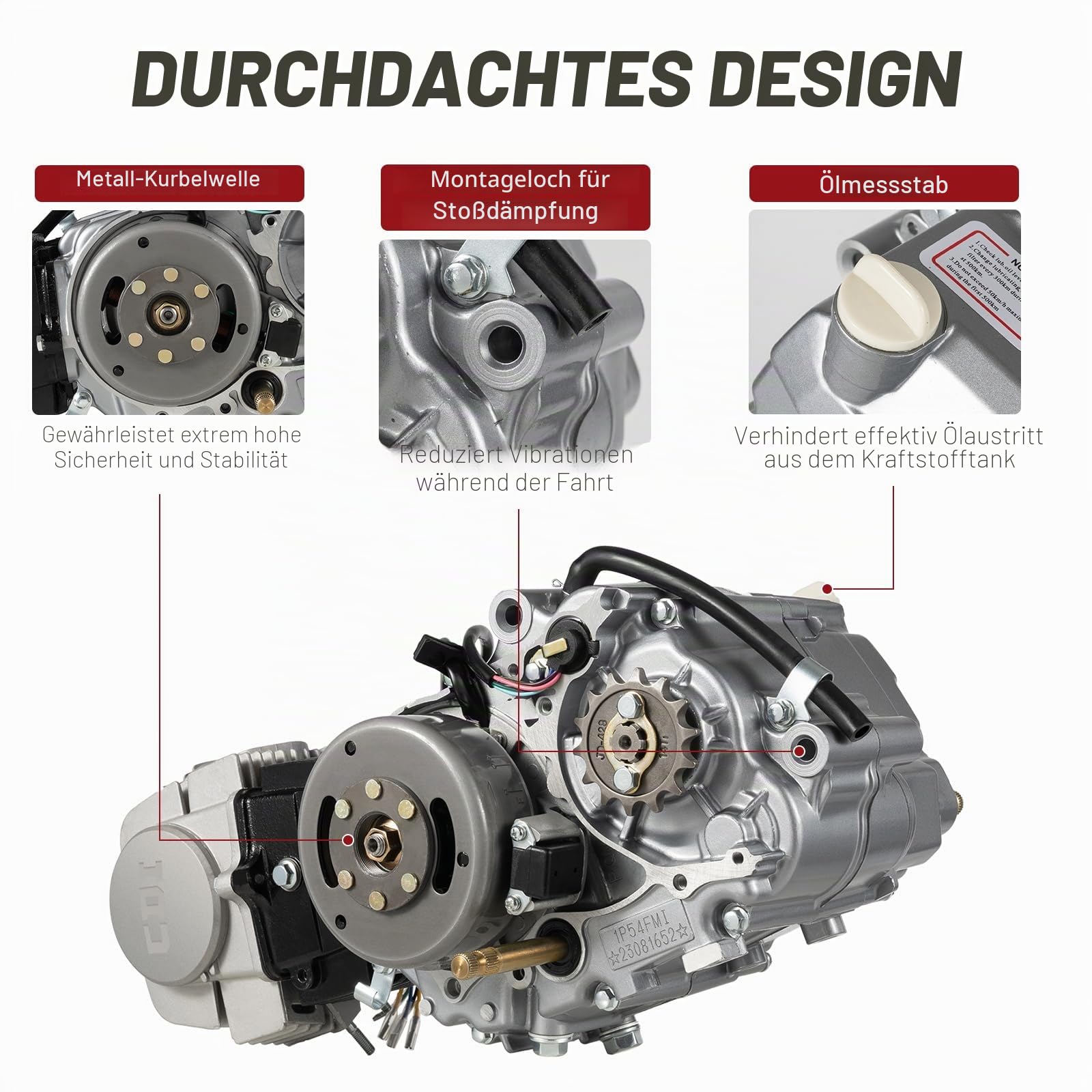 Motorrad 125ccm Dirt Bike Motor Kit 4-Takt Engine Motor Luftgekühlte manuelle Einzylinder Viertaktkupplung für Dirt Bike Motorcycle CRF50 XR50 CRF70 XR70 Z50(CDI Zündanlage)