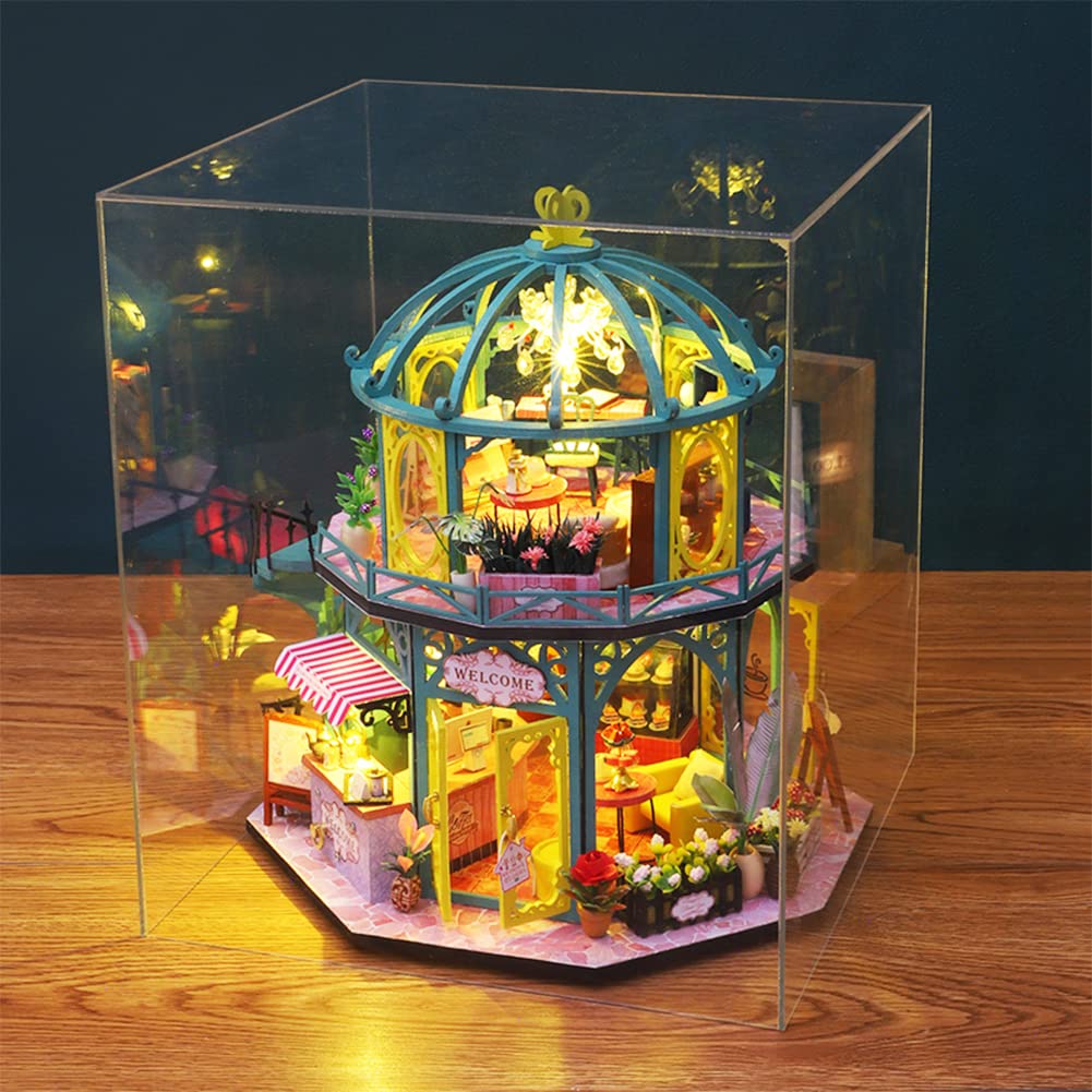 Diy Miniaturowy Domek Dla Lalek Zestaw Ręcznie Robiony Drewniany Miniaturowy Zestaw Mebli Led Light Pyłoszczelna Muzyka Grafika Romantyczny Pokój Degustacyjny