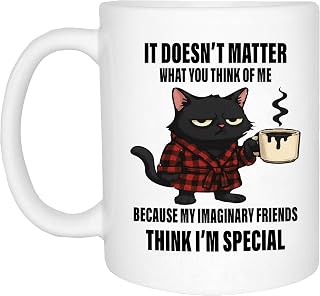 Rogue River Tactical Funny Sarcastic My Imaginary Friends Think I'm Special Novelty Coffee Mug Cup Great Gag Gift Idea for Work Employee, Boss and Coworker, 11 Oz, White (Imaginary)