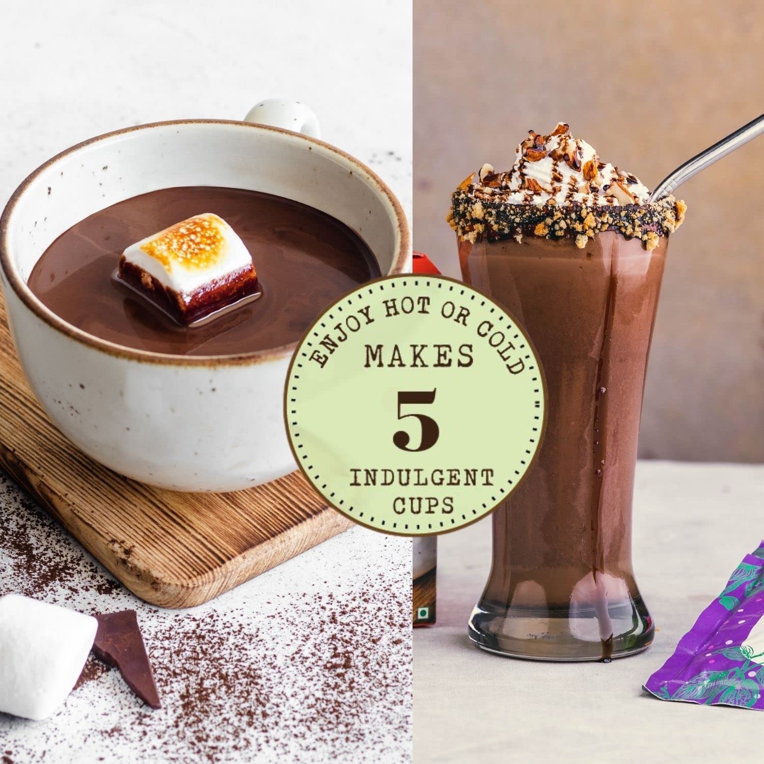 Chokola Assorted Hot Chocolate Powder Mixture | Drinking Chocolate Powder | Hot & Cold Chocolate Drink Coffee | Hazelnut | Cinnamon | Classic Milk | Classic Dark | Makes 5 Cup