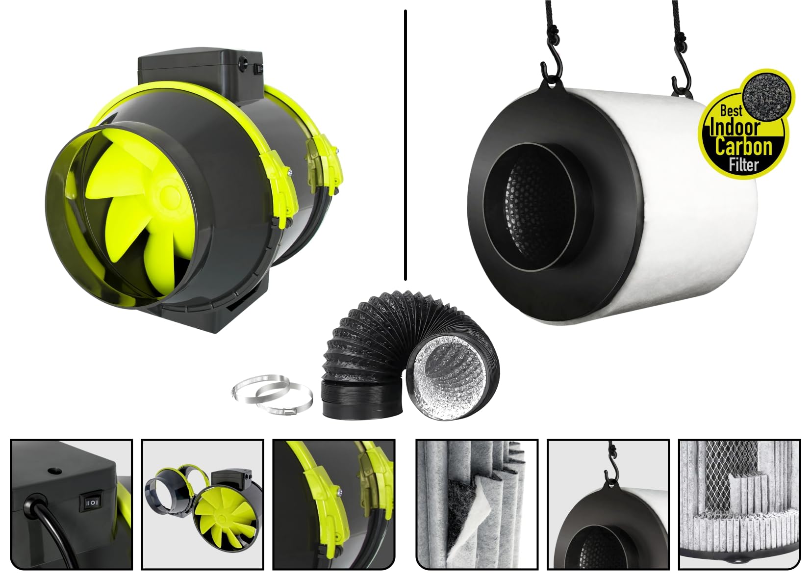 GARDEN HIGHPRO GROWKIT 80H | Grow Kit | Kit Cultivo | Armario Cultivo Indoor | Extractor 125mm | Filtro carbón | Ventilador 5W | Combiduct | Tijeras