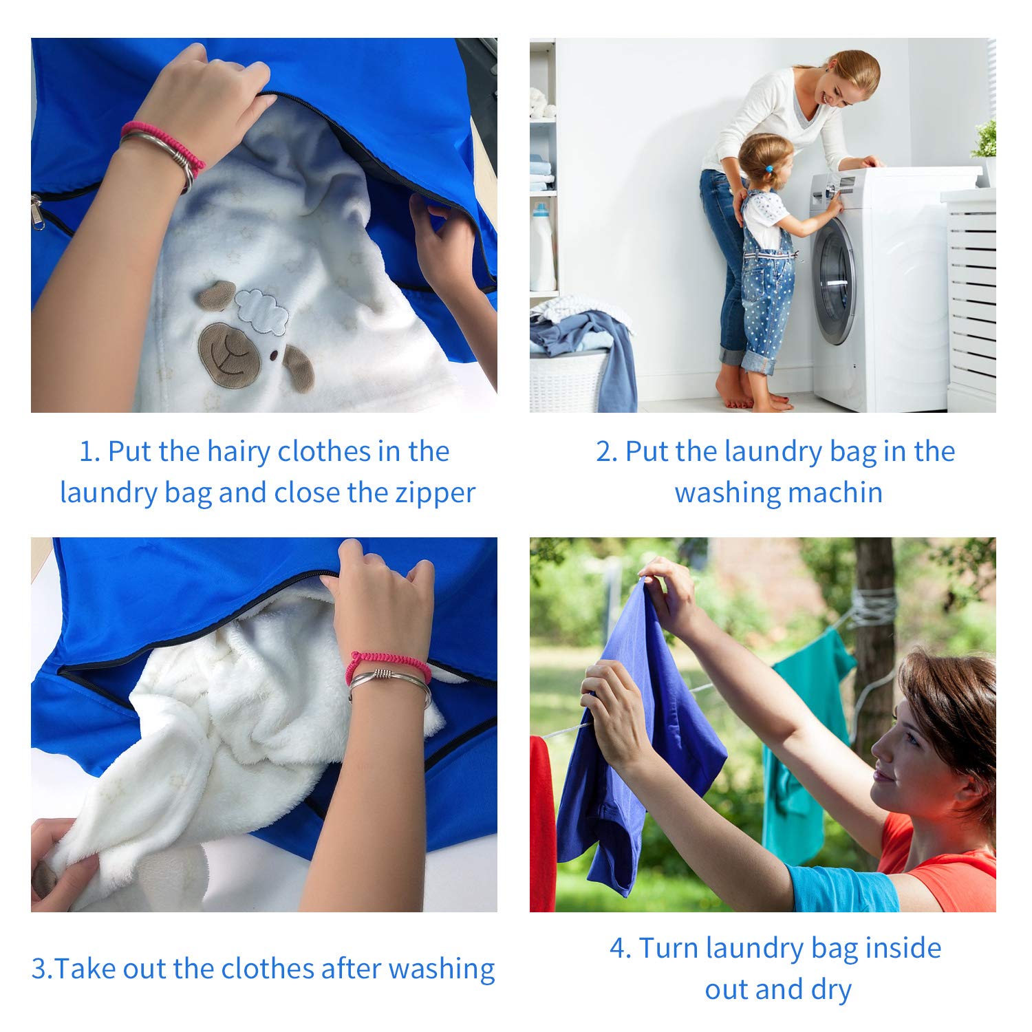 Sacco Lavatrice Per Pelosi Animali - Borsa Con Cerniera Per Peli, 70x80 Cm - Foto 13