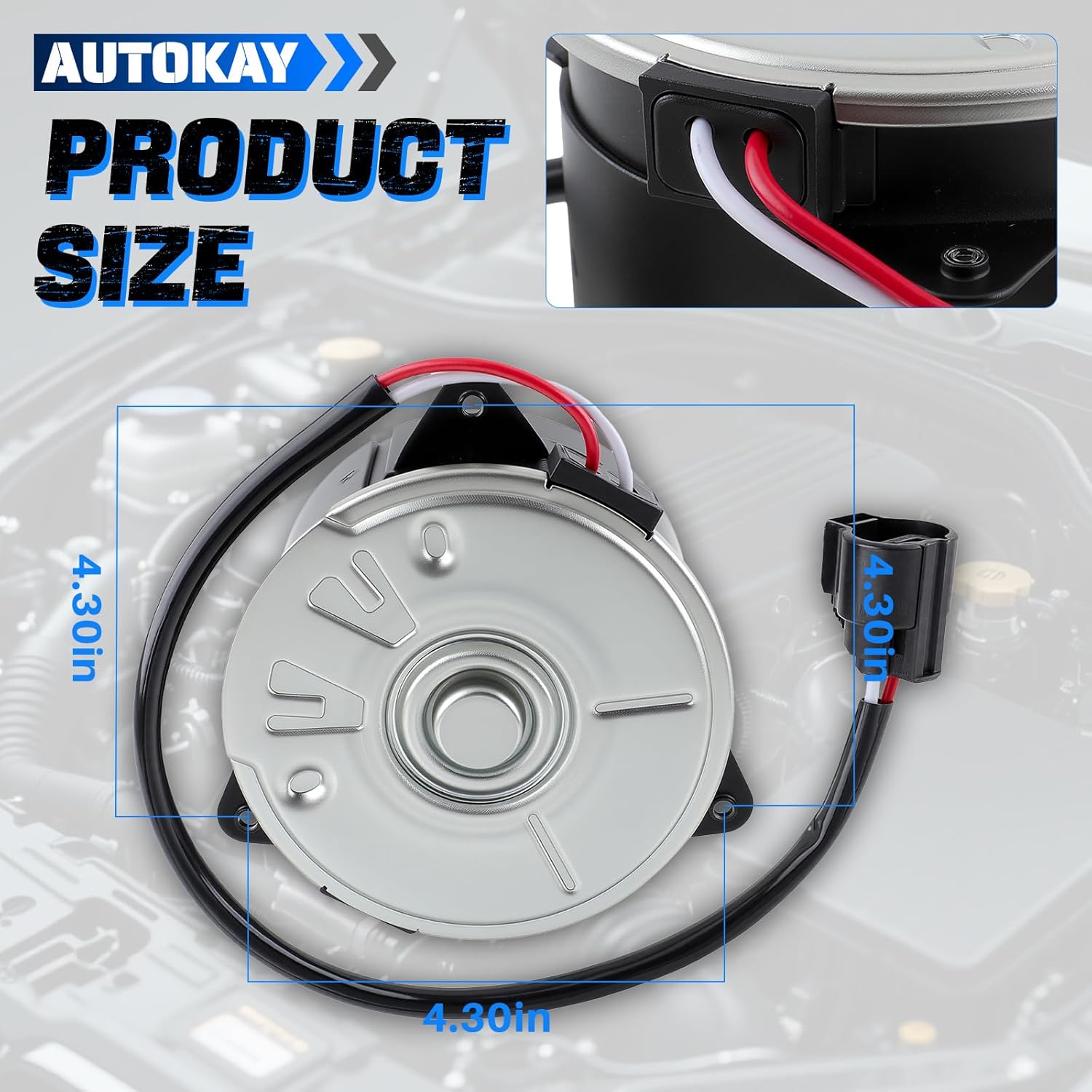 AUTOKAY Radiator Cooling Fan Motor 16363-20400 for Toyota Highlander for Lexus 2006 2007