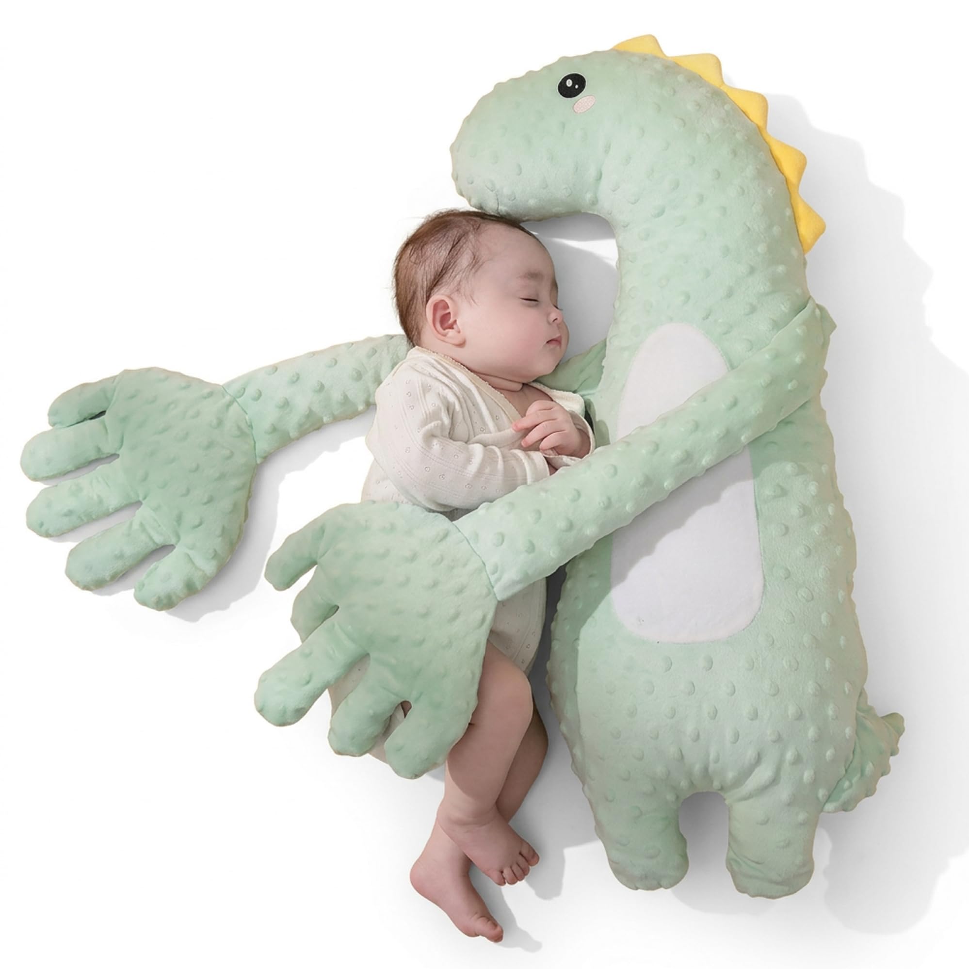 Accarezza la mano per il sonno del bambino Dinosauro verde Cuscino che accarezza il bambino Cuscino lenitivo intelligente con tocco delicato e timer Aiuto per sonno portatile dei neonati