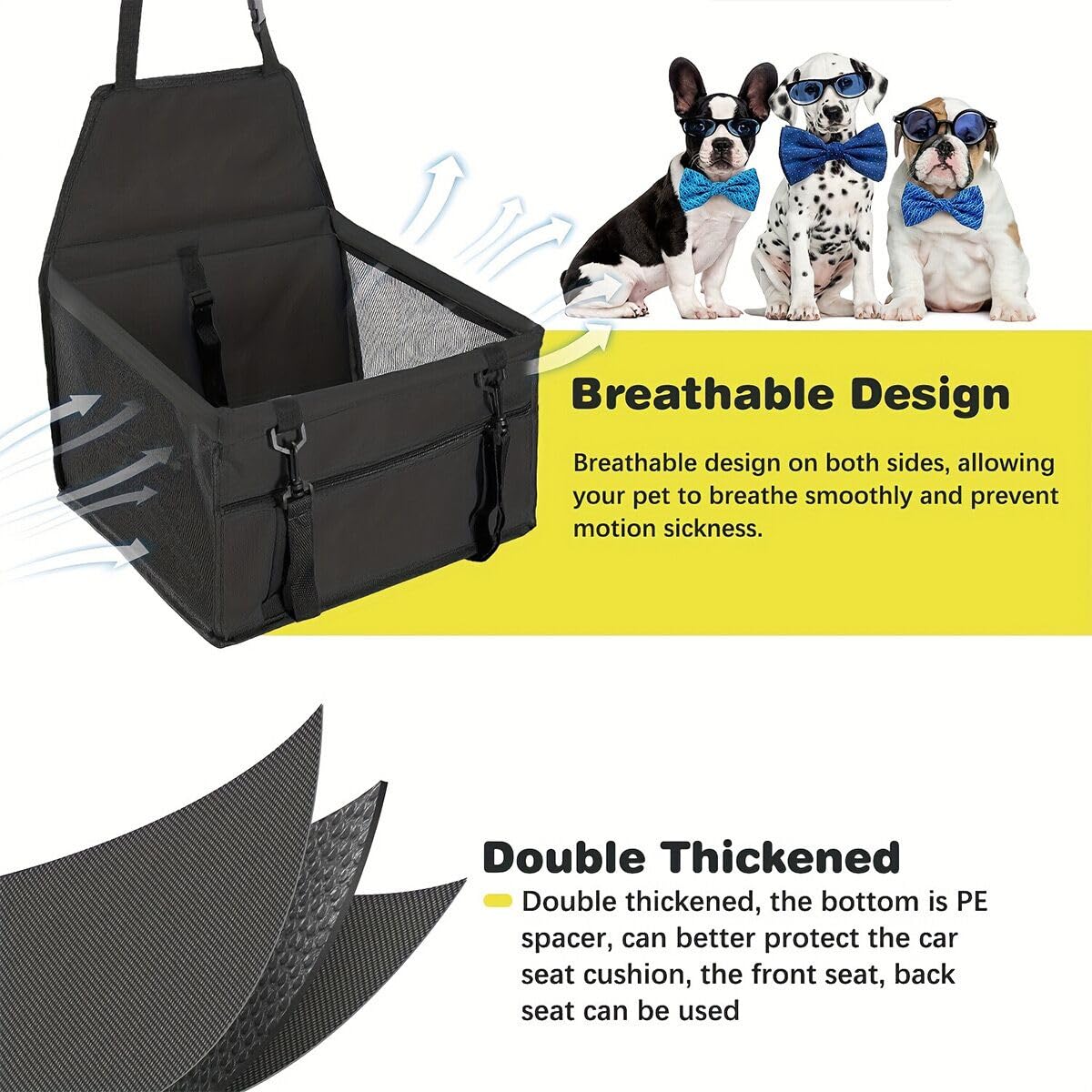Alfombrilla impermeable y transpirable para asiento de coche, tela Oxford lavable con bolsa de transporte para seguridad de mascotas en el coche