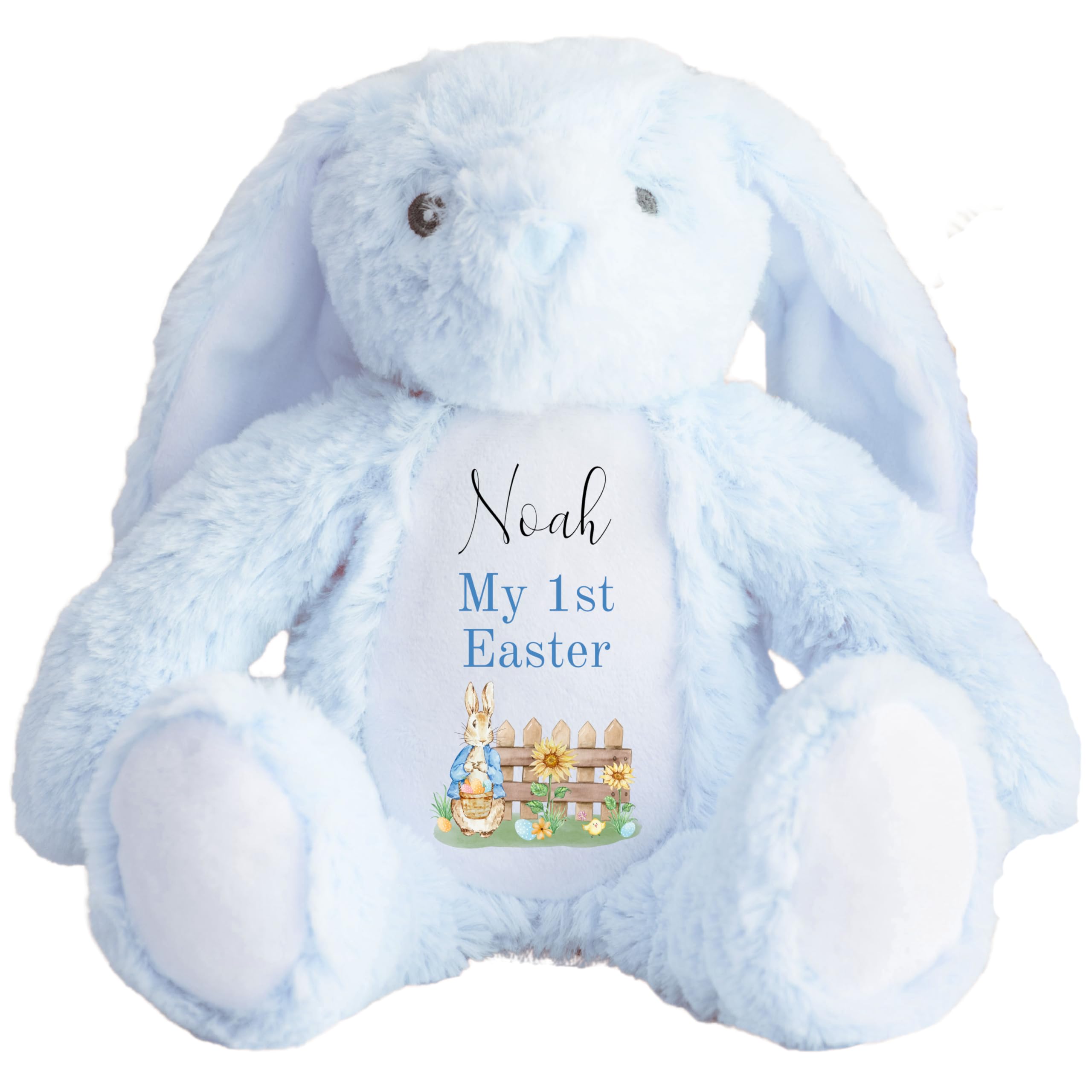HotScamp Personalised Easter Bunny with Name - Rabbit My 1st Easter Blue - Soft Toy for Baby, Toddler, Children, Kids, Babies Spring Time - Blue Letter Blu Bunny โ image 1
