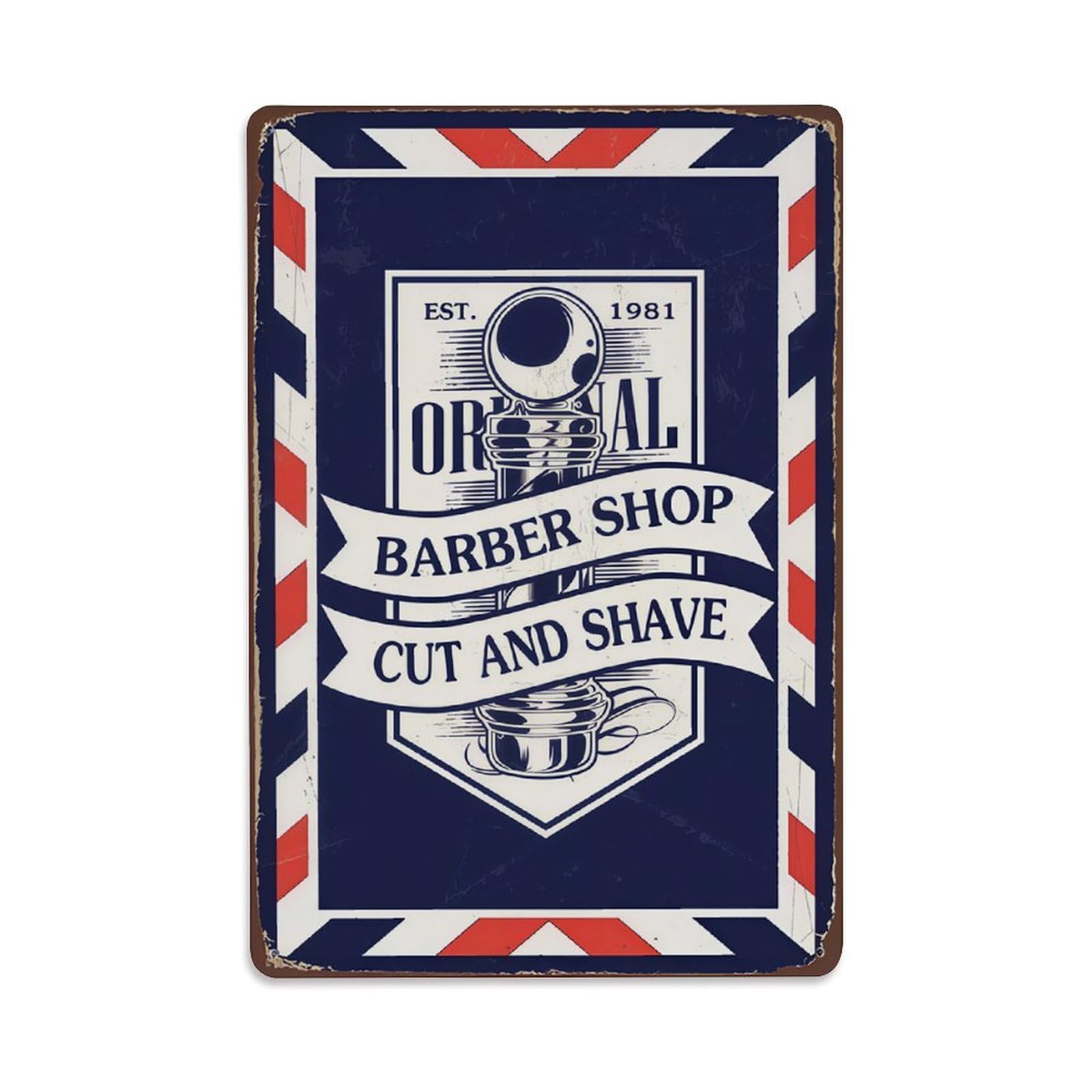 Vintage Barber Shop Cut And Shave Tin Sign Vintage Aluminium Metal Sign, Retro Wall Decor for Home, Bar, Garage & Farmhouse 30x20cm