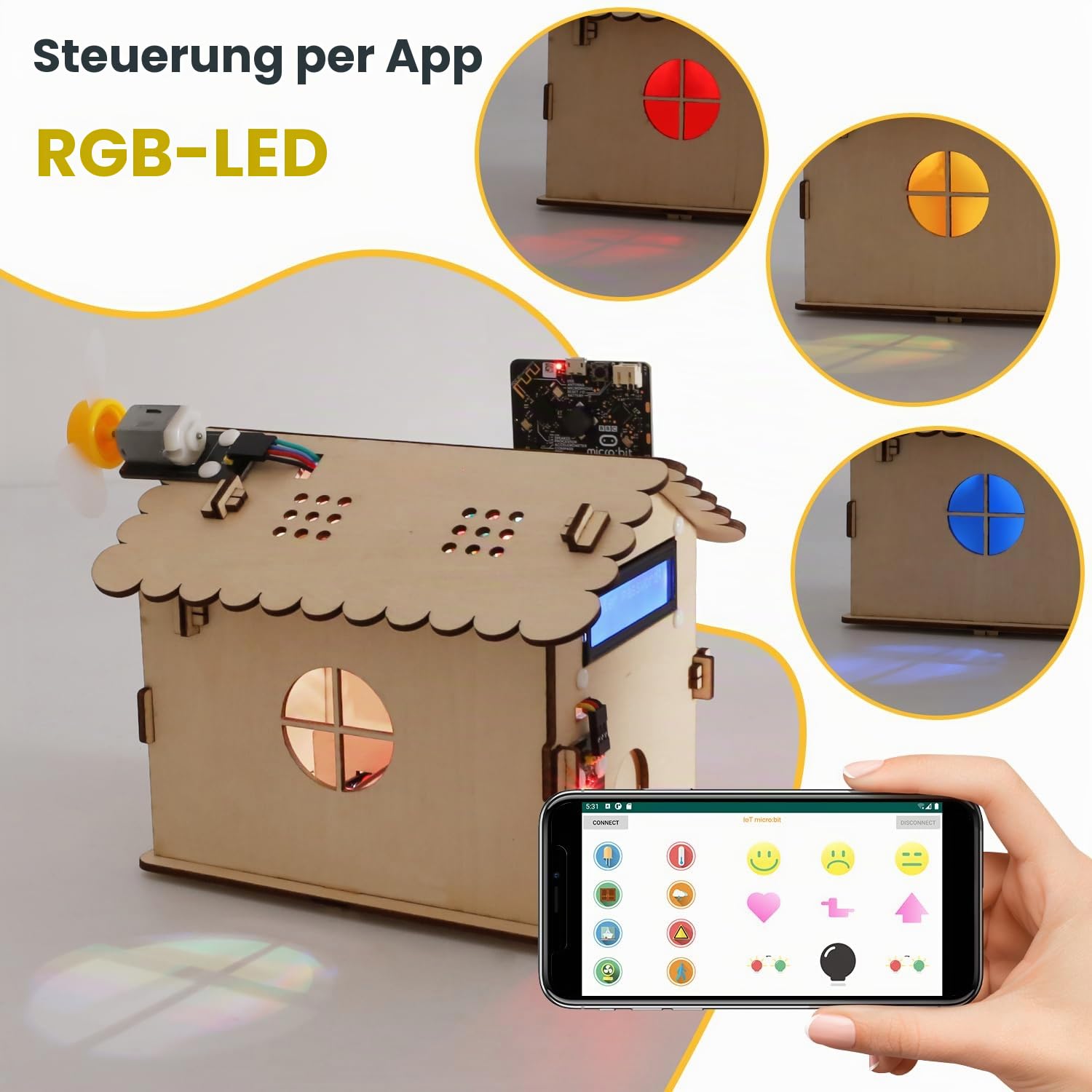 KEYESTUDIO BBC Micro:bit Smart Home Kit für Microbit V2 (ausgeschlossen), DIY-Sensormodul-Starterkit, Blocks- und Python-Code, Detaillierte Projektbeispiele Online-Tutorial enthalten