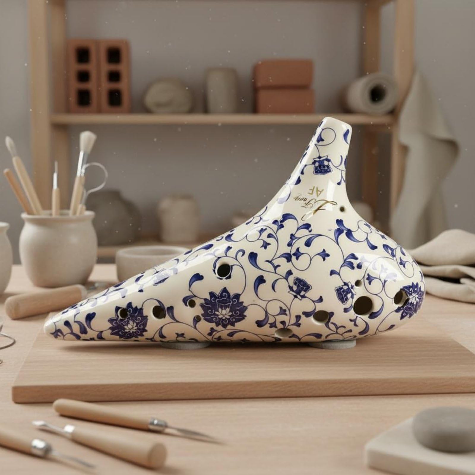 Ocarina in Ceramica 12 Fori Flauto Ocarina Strumento Musicale per Pratica Giornaliera Suono Nitido Finitura Porcellana Lavorata Fori Precisi Presa