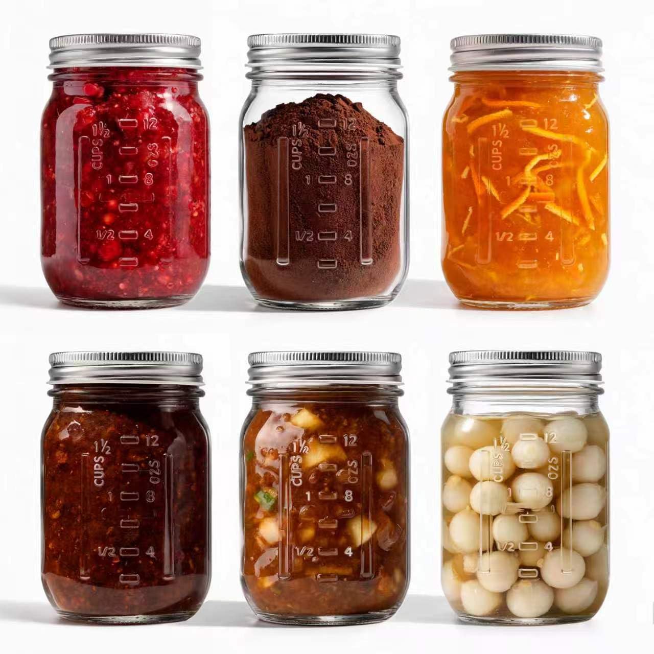 Danmu Art 6 Pack Glass Mason Jars with Airtight Lids, 480ml Jam Jars — image 1