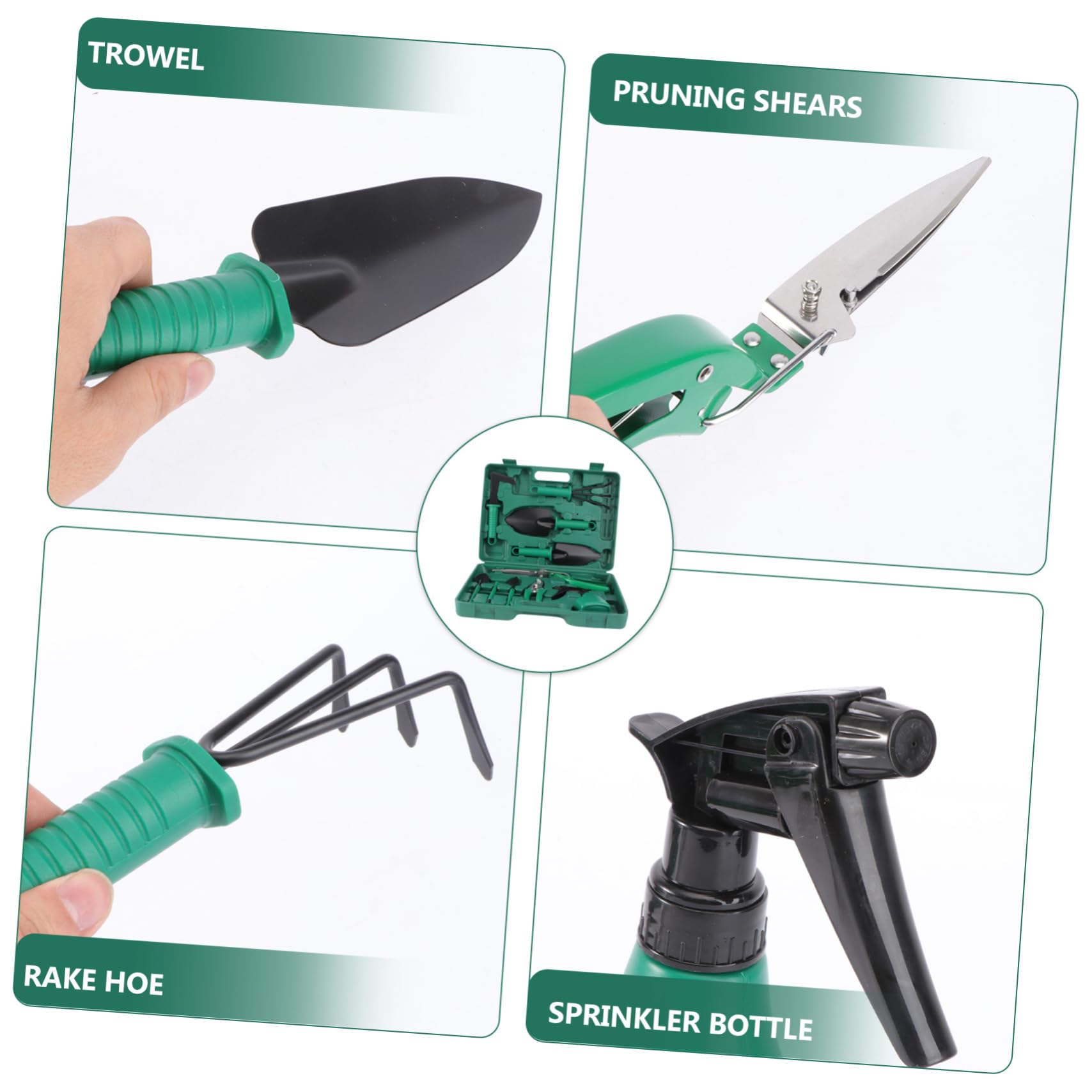 INOOMP 10piezas Herramientas De Jardinería con Estuche Incluye Pala Tijeras Rastrillo y Pulverizador De Agua para Huerto y Jardín