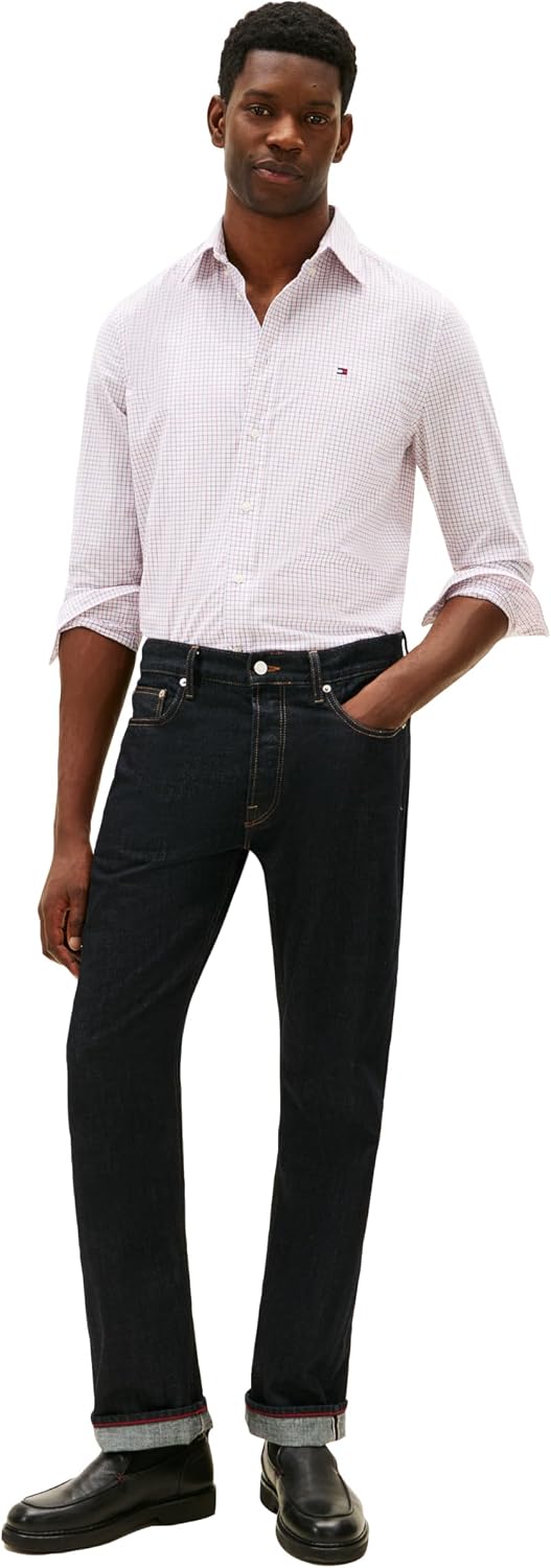 Tommy Hilfiger Men's Long Sleeve Poplin Shirts in Regular Fit, Men's Button Down Shirts, Also Available in Big and Tall