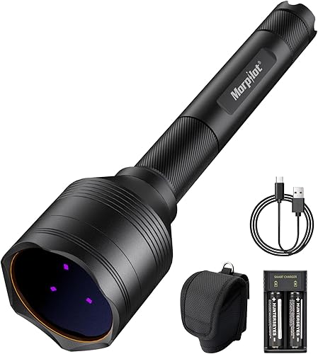 Miniatura 1 de Morpilot Linterna UV de luz negra de 365 nm, 30 W, grado profesional, linterna de luz negra recargable de 60 pies de distancia para detección