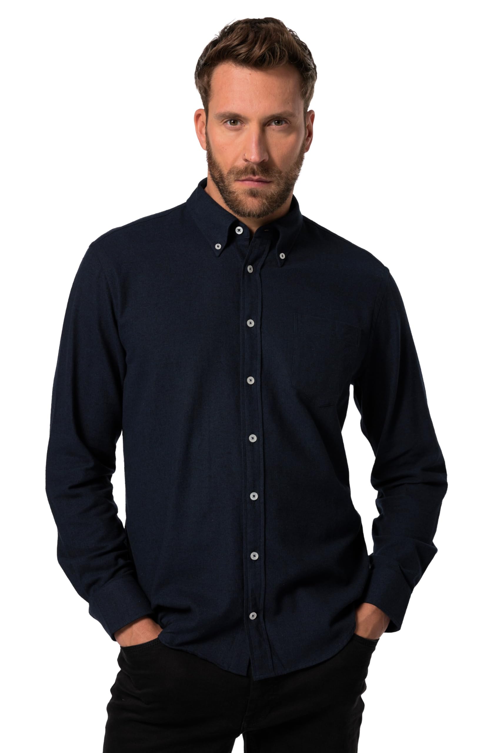 JP 1880 Herren große Größen Übergrößen Menswear L-8XL Flanellhemd, Langarm, Buttondown-Kragen, Modern Fit 831503