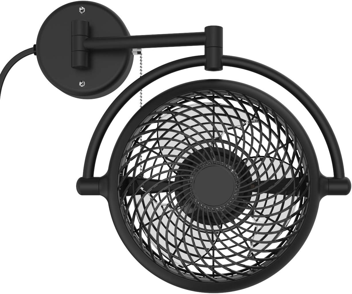 VIVI- 8 in. Wall Mount Swivel Fan with Folding Arm (Black) VIVI- 8 in. Wall Mount Swivel Fan with Folding Arm (Black)