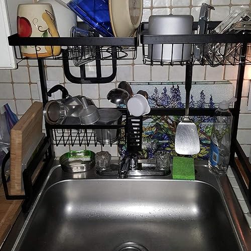 Miniatura 7 de Estante para fregadero de cocina RV para autocaravana sobre el fregadero de 25 pulgadas y menos, estante de secado de platos para encimera de 27