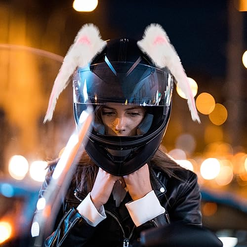 Miniatura 4 de FAVOMOTO 1 Set Helmet Rabbit Ears and Tail Decors Motorbike Helmet Decorative Accessories