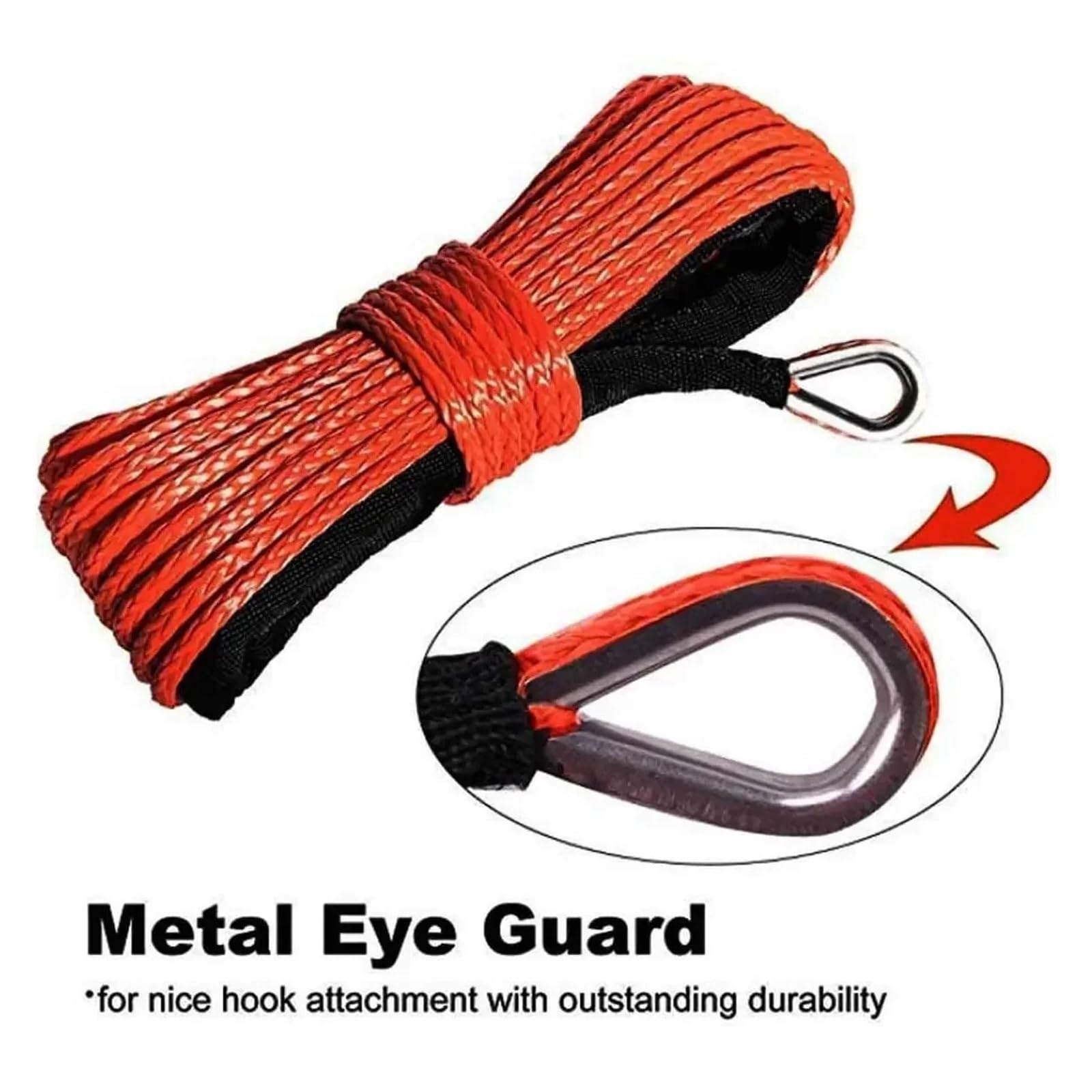 Corda di Traino Verricello con Fune in Fibra Sintetica da 6 Mm * 15 M (4 T). Facile E Sicuro(Gray)