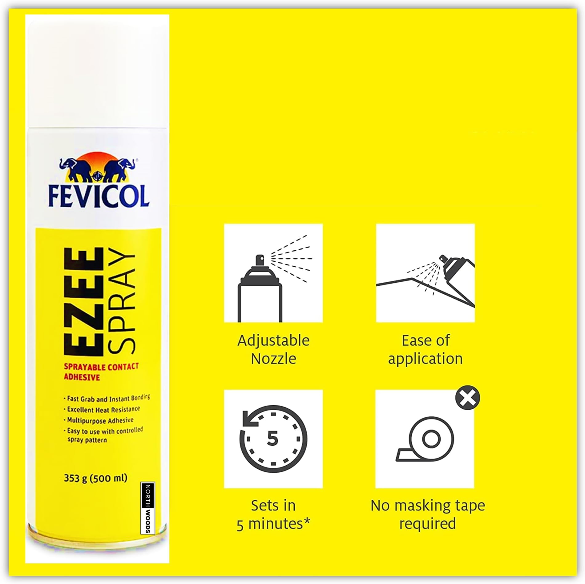 Pidilite Fevicol DIY Spray Adhesive for Soundproofing & Acoustic Panels (500ml)-Northwoods