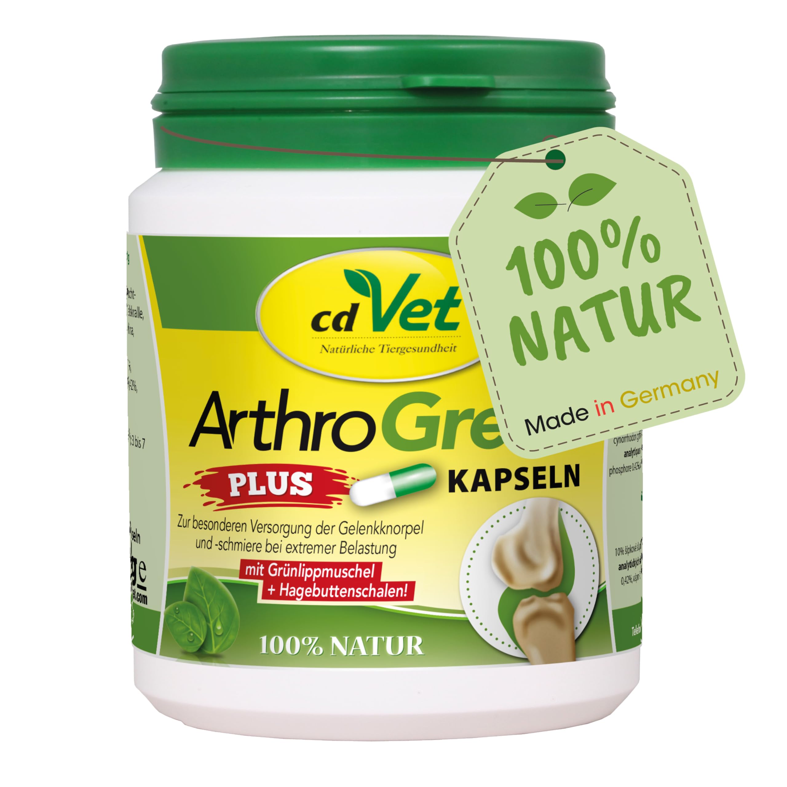 cdVet Naturprodukte ArthroGreen Plus 100 gélules - Soutient en Phase aiguë - Soutient l'appareil Locomotive + articulations - Soutien nutritionnel - Fermeté osseuse et Cartilage