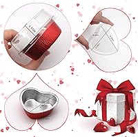 Vista 2 de 40 juegos de moldes para pasteles en forma de corazón, mini moldes para pasteles con tapas de 3.4 fl oz/3.5 onzas, moldes de aluminio con tapas