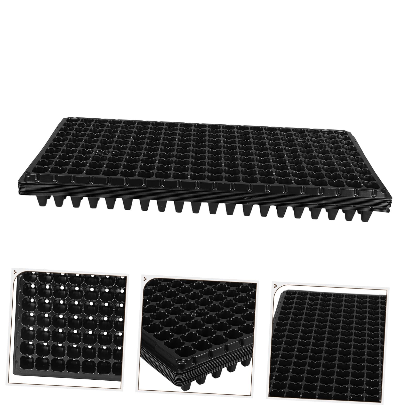 Gadpiparty Plateaux de Culture en PVC Noir 10 Pièces, 200 Cellules