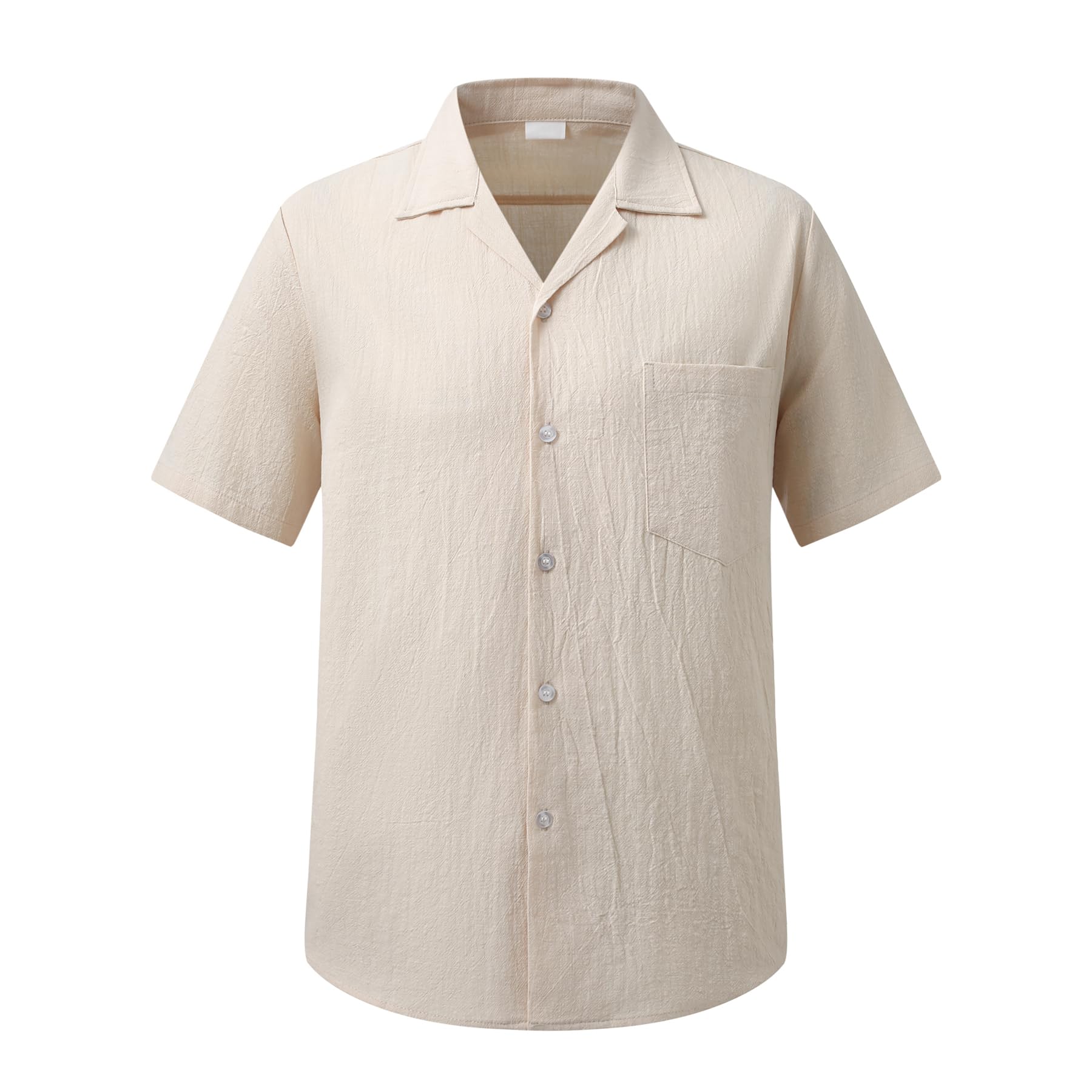 Allthemen Chemise à Manches Courtes Hommes Casual Couleur Uni Shirt Boutonnes Classique Revers Tops Plage Ete