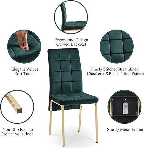 Miniatura 3 de Homedot Juego de 4 sillas de comedor, de terciopelo de lujo, con respaldo alto, para sala de estar, sin brazos, silla de cocina tapizada para el