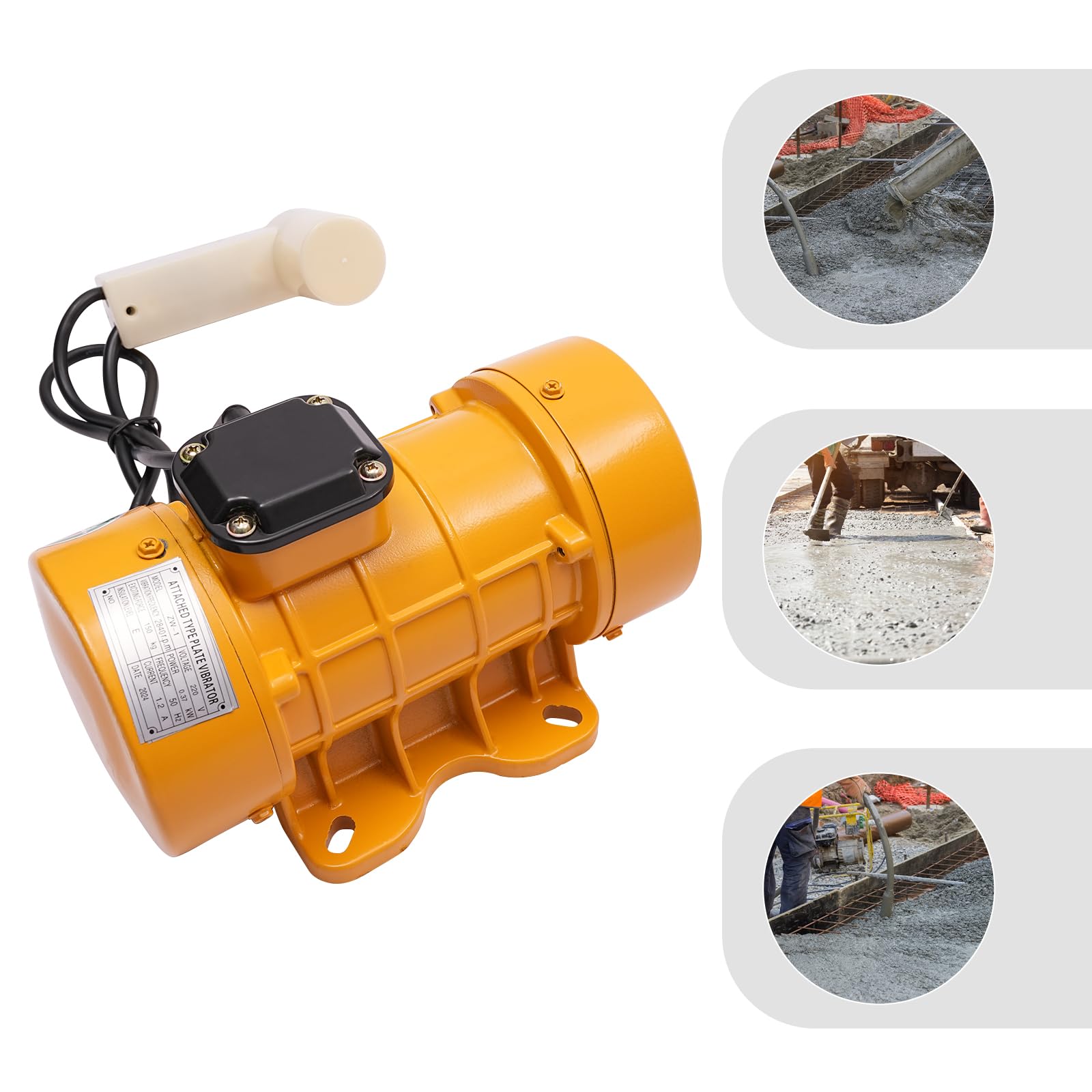 Vibrationsmotor 220V 370W, Industrieller Betonrüttler mit 150kg Erregungskraft & 2840 U/min, Einstellbarer Rüttelsieb Elektrisch für Baustelle, Silos und Siebe, IP44 Wasserdicht (370, Watt)
